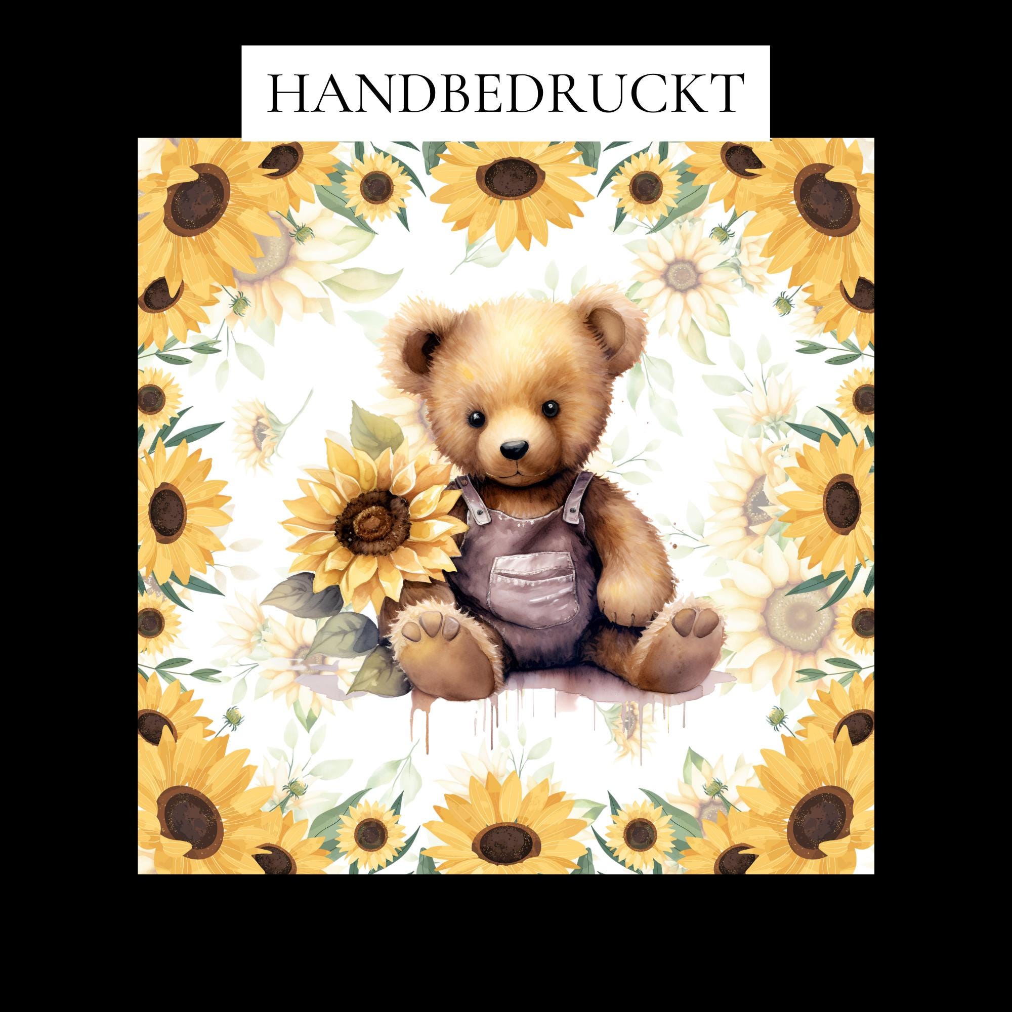 Brillenputztuch Teddy Bär Geschenk Freundin Mitbringsel Sonnenblume bedrucktes Mikrofasertuch für Sonnenbrille Brillentuch #TI151