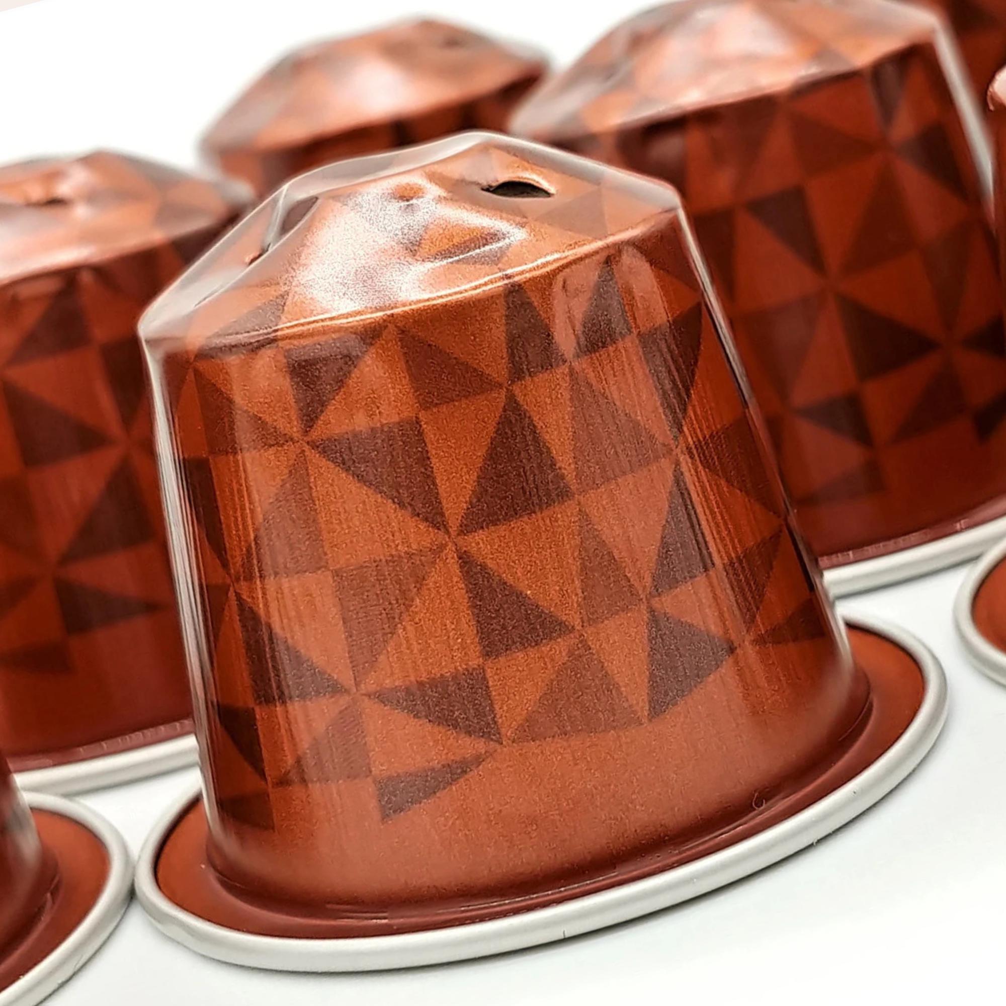 10 leere Kaffeekapseln Farbe rot-braun mit Muster zum Basteln Gestalten Bastelmaterial DIY Schmuckherstellung Zubehör #KNS