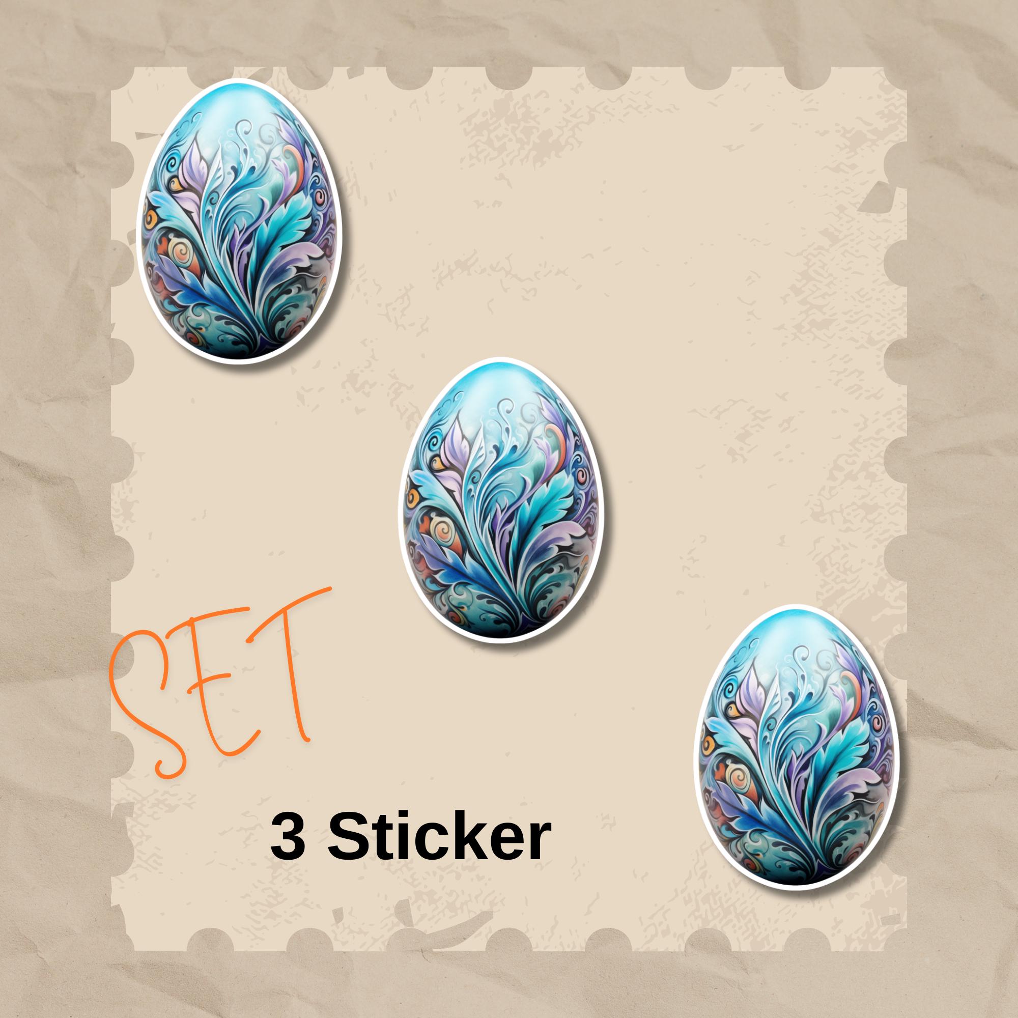 Aufkleber Ostern großer 8 cm Sticker Osterei Deko Osterfest Geschenkaufkleber Dekoei - zur Auswahl in Weiß oder Transparent  #SEG8