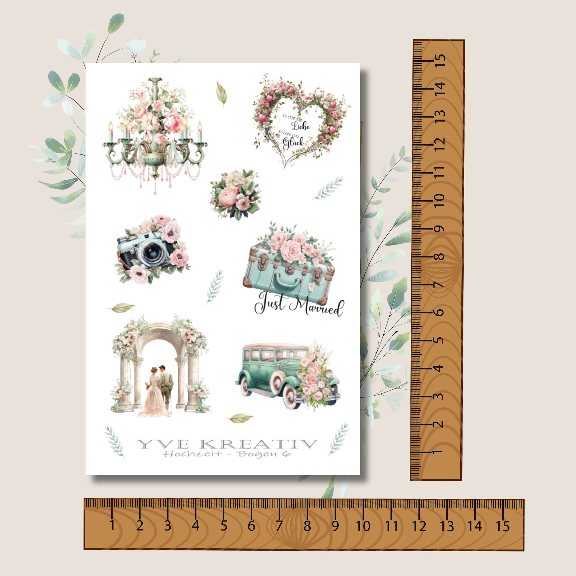 Sticker Bogen " Hochzeit " | Sticker Set - Aufkleber Stickerbogen zur Auswahl in Weiß - Transparent - Matt - Glanz#SBA6