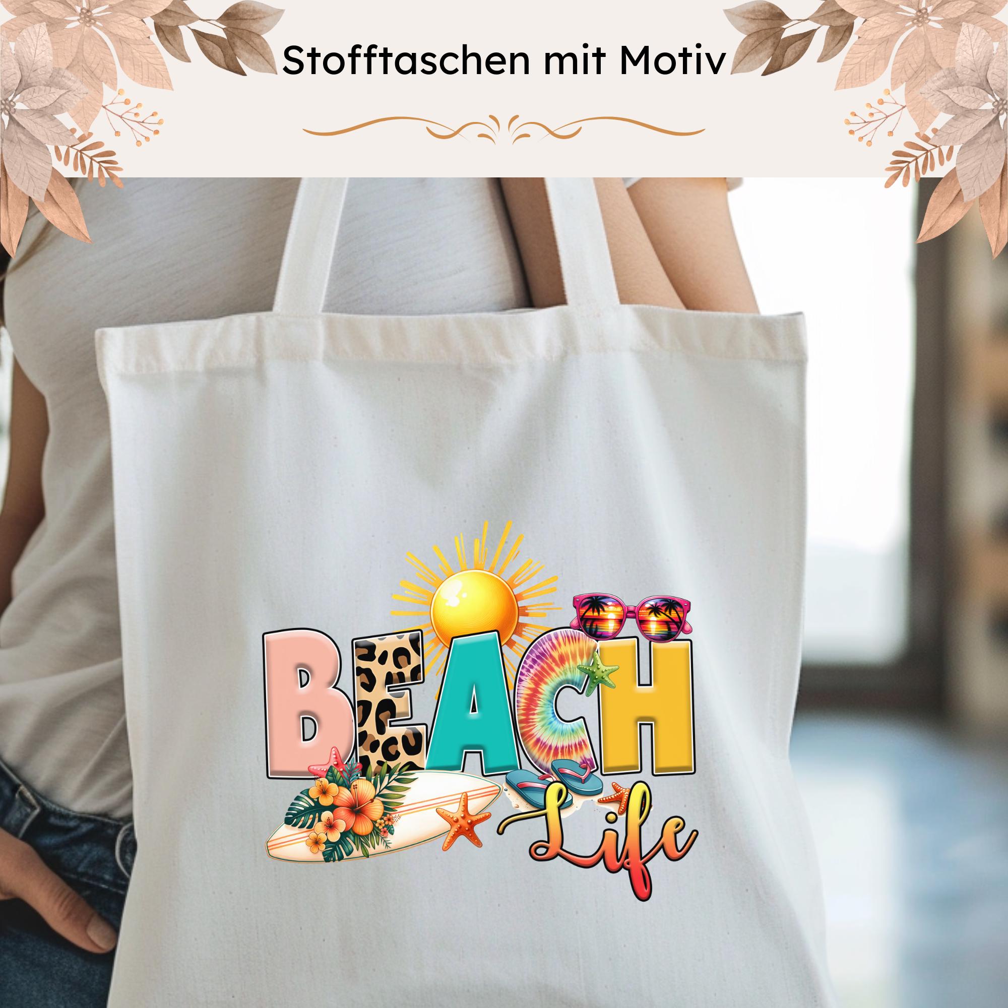 Stofftasche Beach Stoffbeutel Einkaufstasche Strand Tasche Geburtstag Geschenk Urlaub Sommer Mitbringsel Reise #STSUB