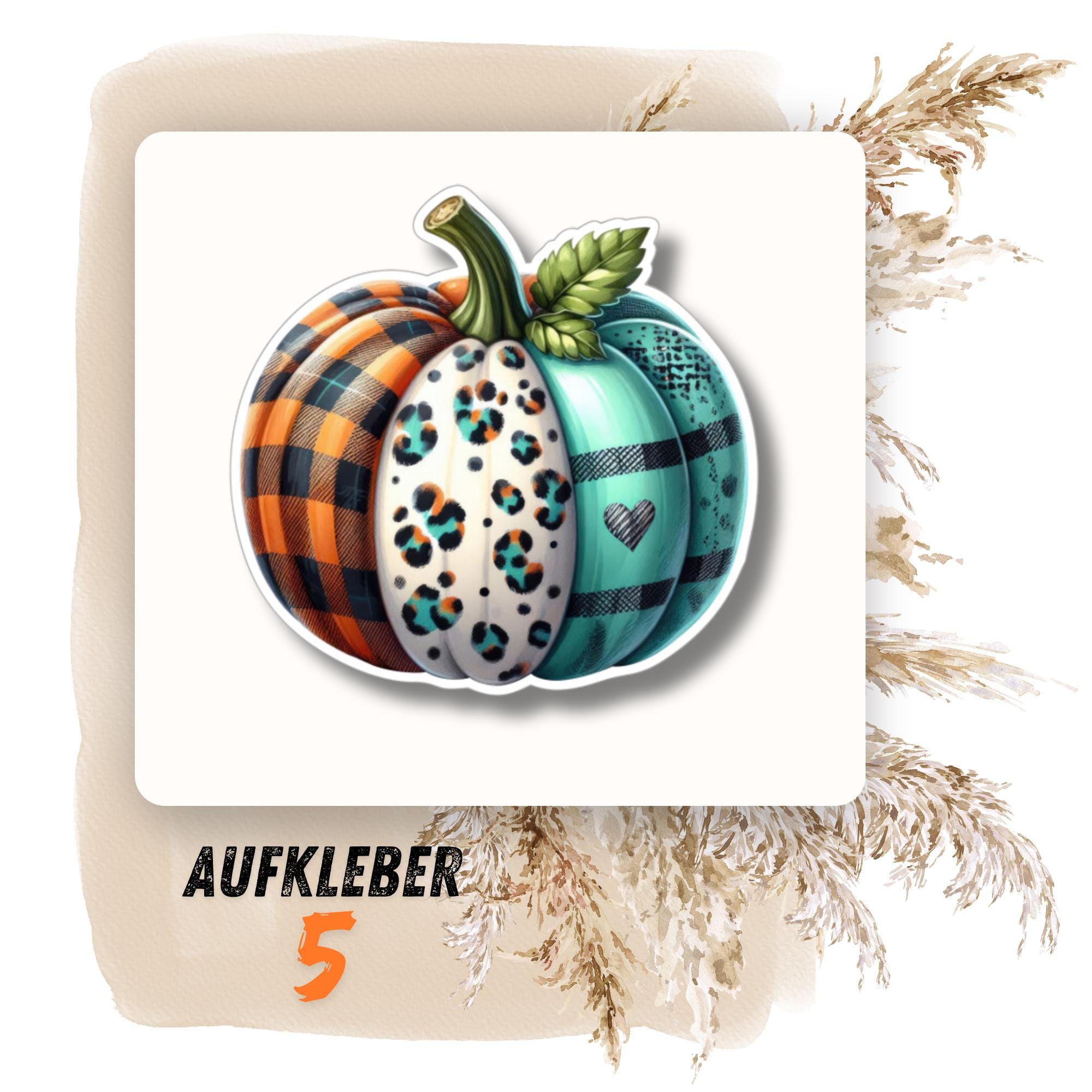 Kürbis Aufkleber Halloween Sticker großer Geschenkaufkleber Herbst Koffersticker - 3 Aufkleber zur Auswahl in Weiß oder Transparent  #SEG8