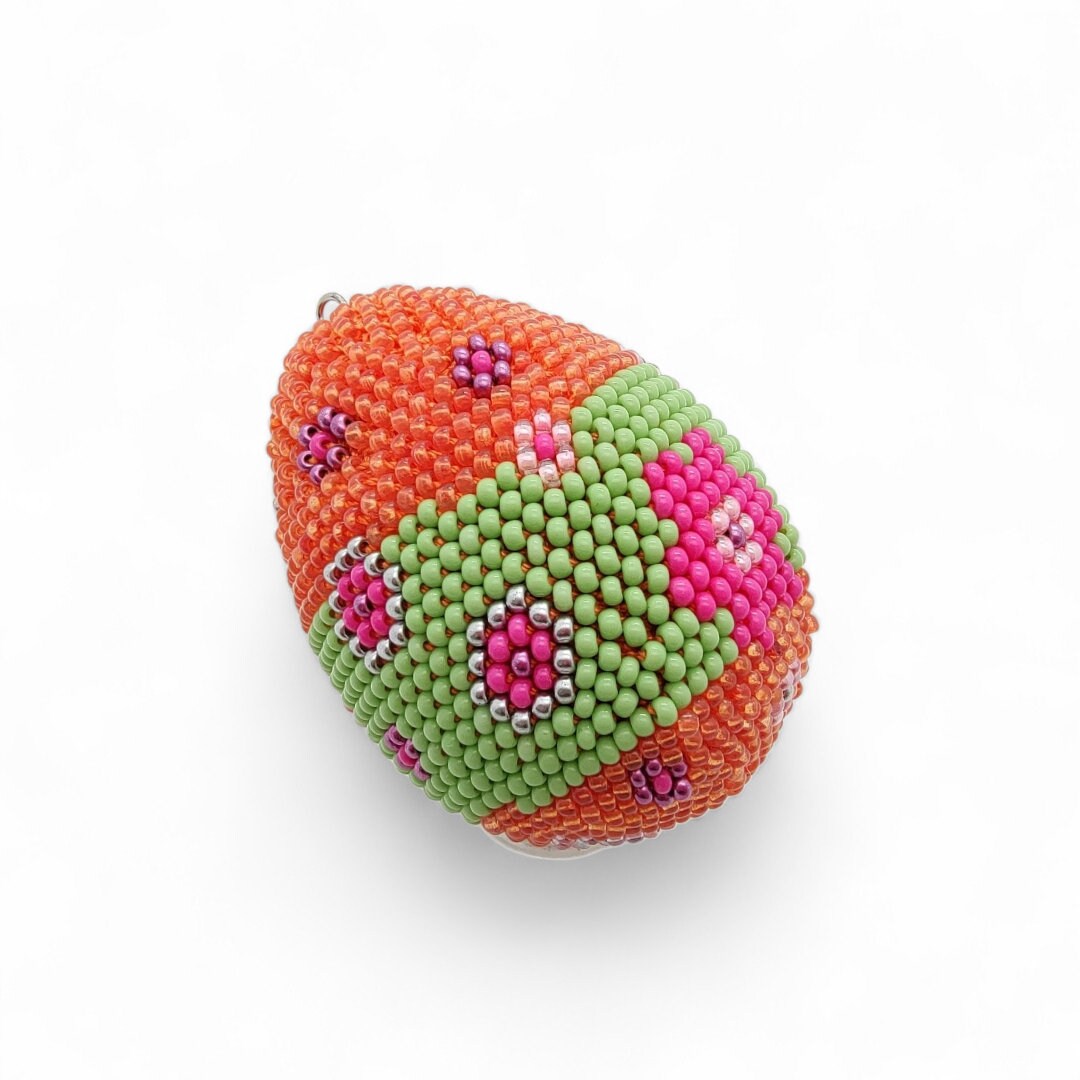 Osterei - Dekoei aus hunderten Miniperlen gehäkelt Osterdekoration Osterschmuck zum Aufhängen #770657692