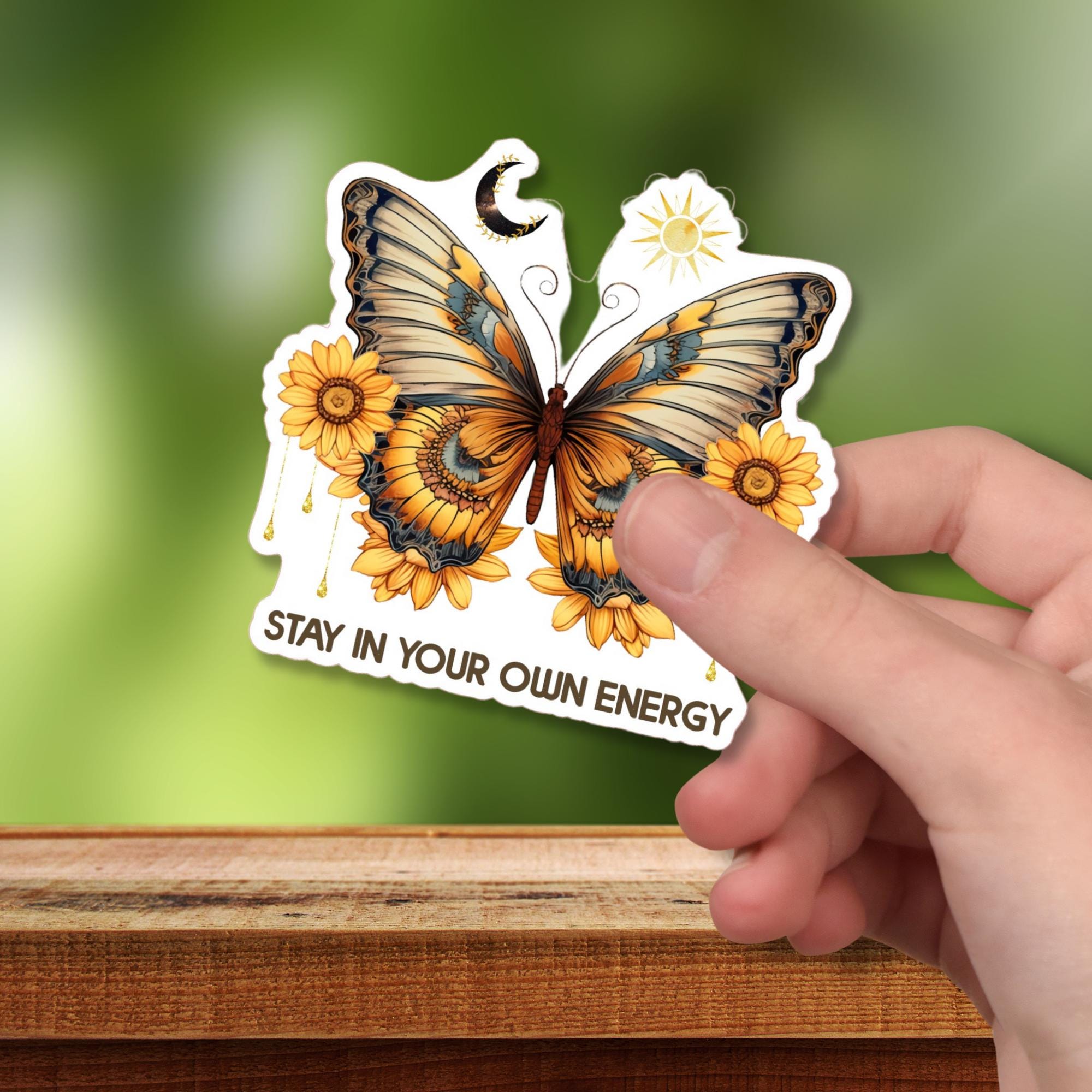 Kofferaufkleber, Geschenkaufkleber, Aufkleber Motivation, großer Schmetterling Sticker I zur Auswahl in Weiß oder Transparent  #SEG8