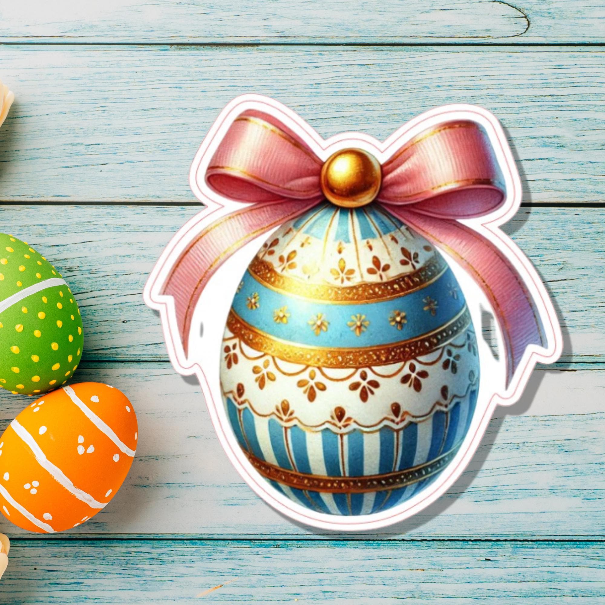 Aufkleber Ostern großer 8 cm Sticker Osterei Deko Osterfest Geschenkaufkleber Dekoei - zur Auswahl in Weiß oder Transparent  #SEG8