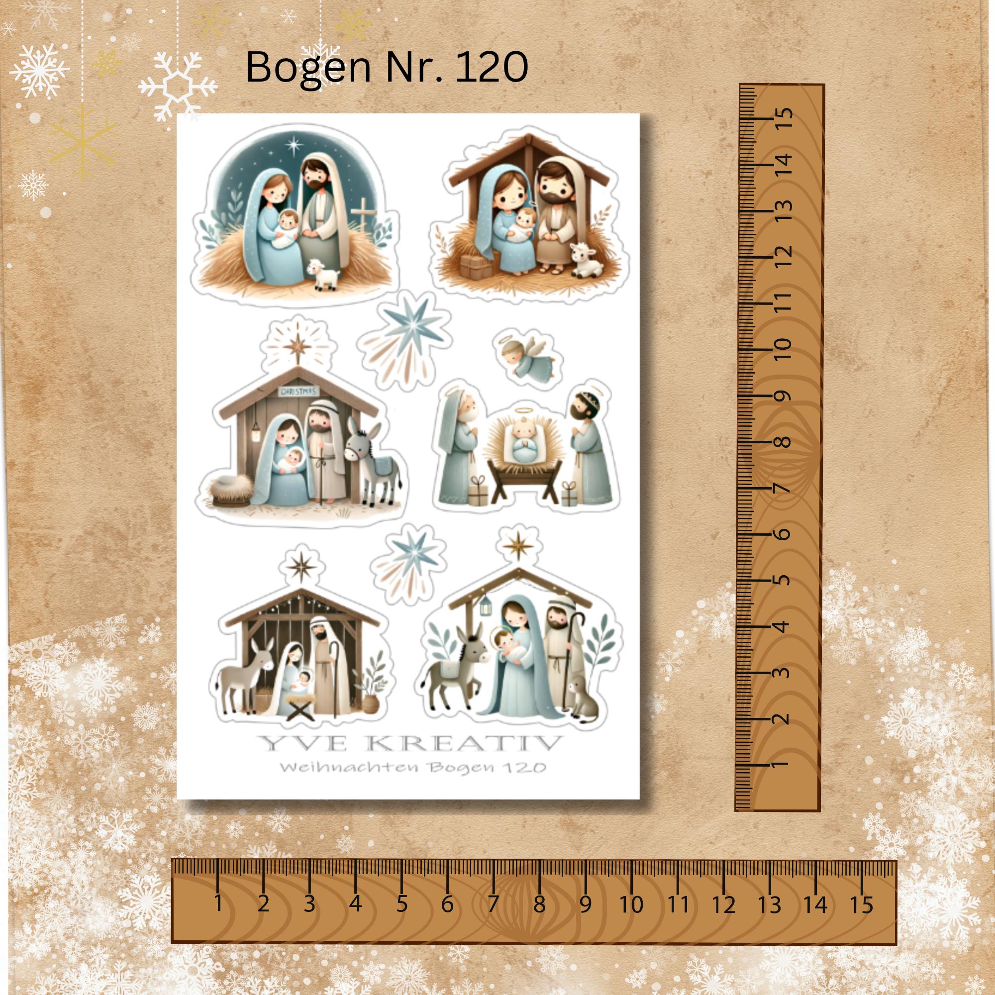 Aufkleber Sticker Bogen "Weihnachten Krippe Figuren" | Sticker Set - 7 Stickerbogen zur Auswahl in Weiß - Transparent - Matt - Glanz #SBA6 Aufkleber Sticker Bogen "Weihnachten Krippe Figuren" | Sticker Set - 7 Stickerbogen zur Auswahl in Weiß - Transparent - Matt - Glanz #SBA6