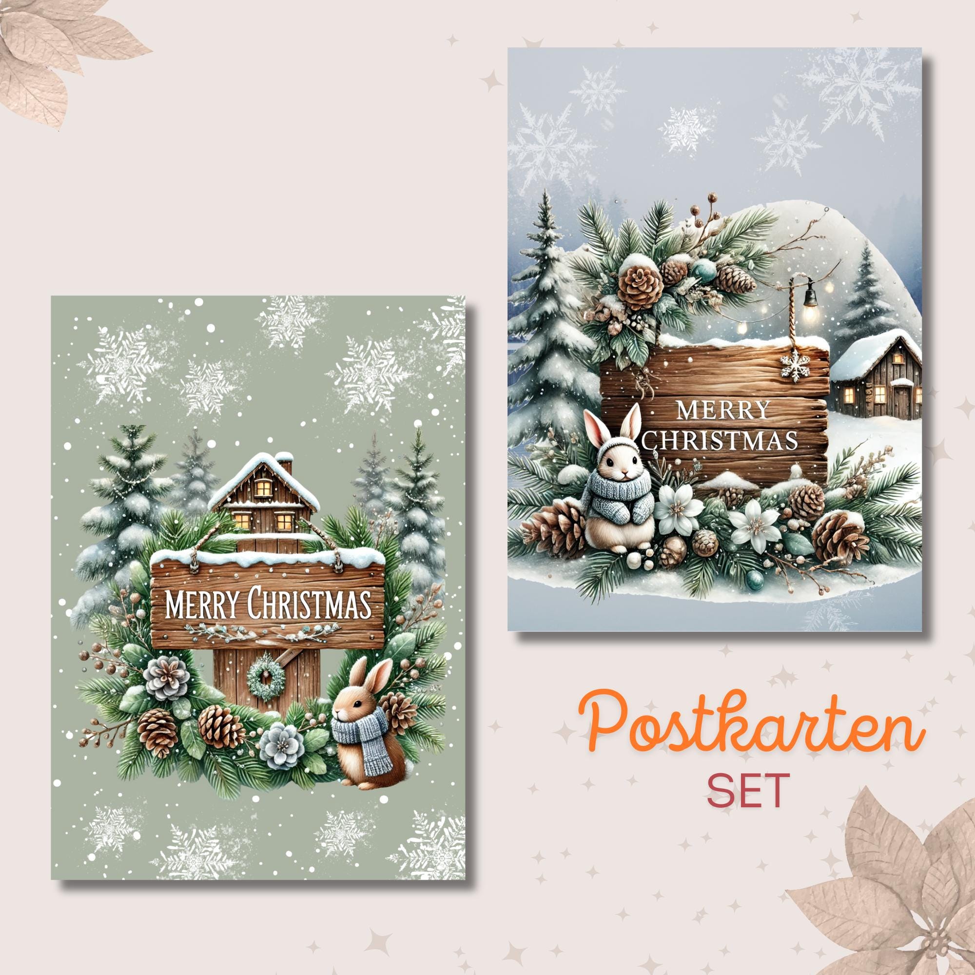 Weihnachtskarte, 2 Kartenmotive zur Auswahl, Postkarte, Grußkarte, Geschenkkarte, Weihnachtsgruß  #PHO