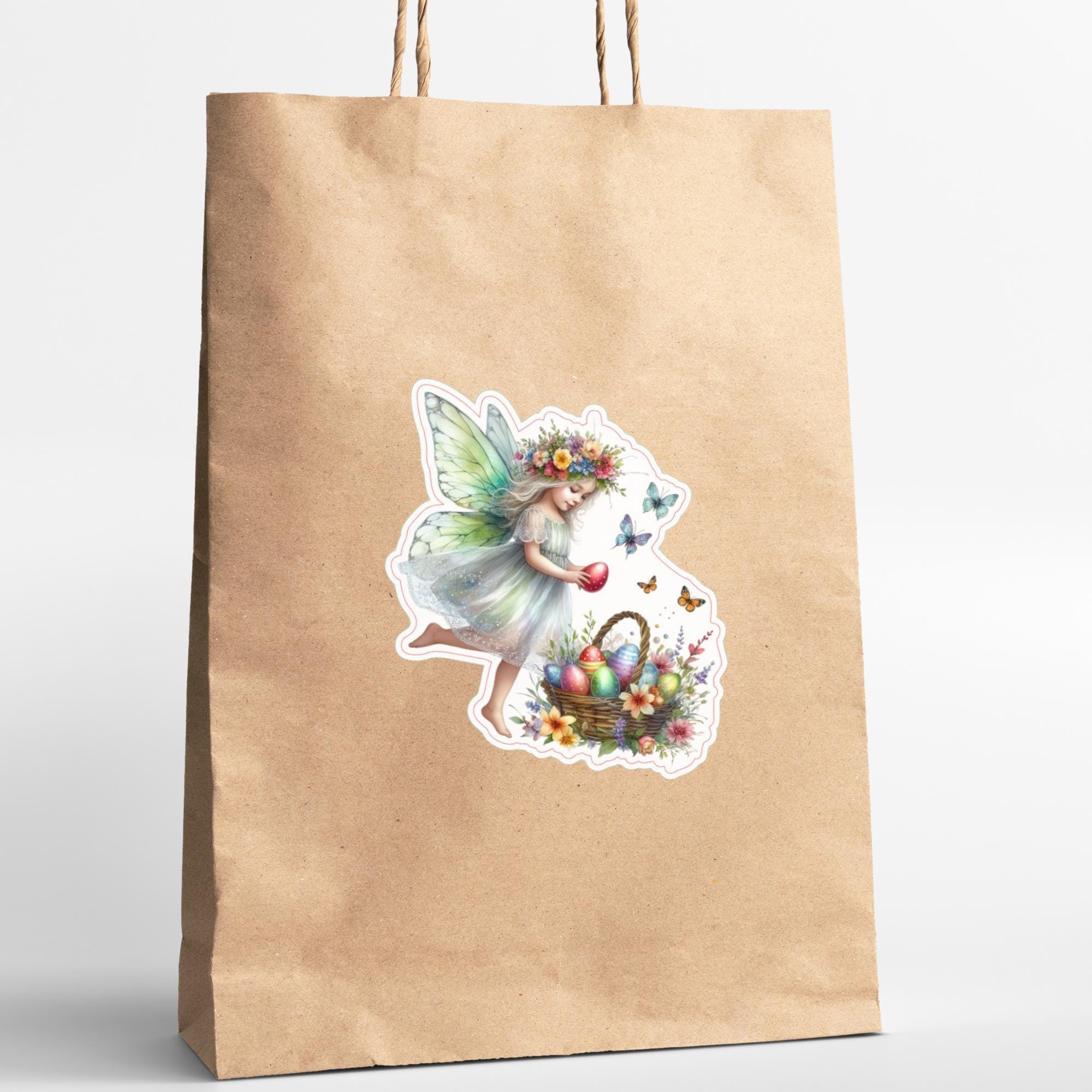 Aufkleber Ostern großer 8 cm Sticker Feen Fantasy Deko Geschenkaufkleber romantisch - zur Auswahl in Weiß oder Transparent  #SEG8