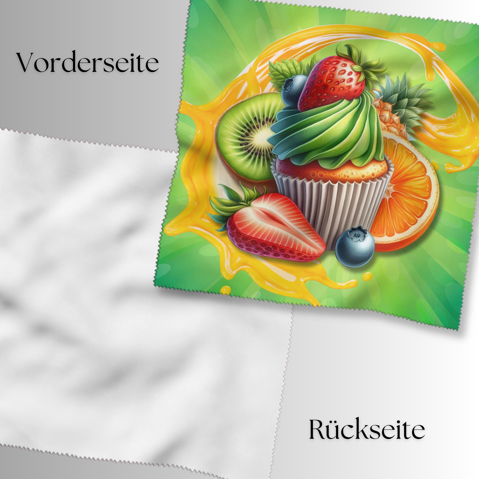 Brillenputztuch Frucht Muffin bedrucktes Mikrofasertuch Brillen Displaytuch Geschenk Geburtstag Mitbringsel Sommerparty #ES6