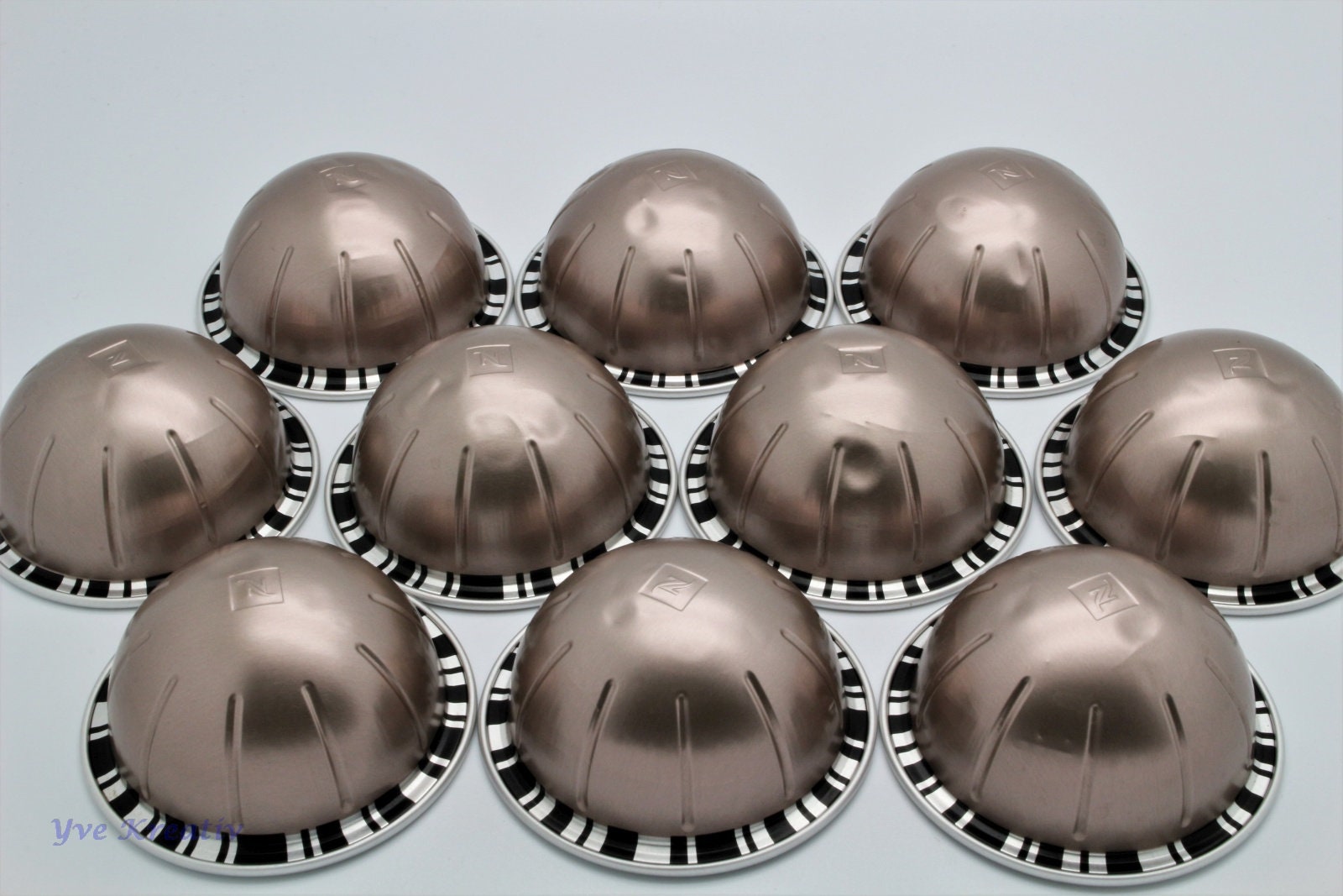 10 leere GROßE Kaffeekapseln Farbe : silber  #KVS
