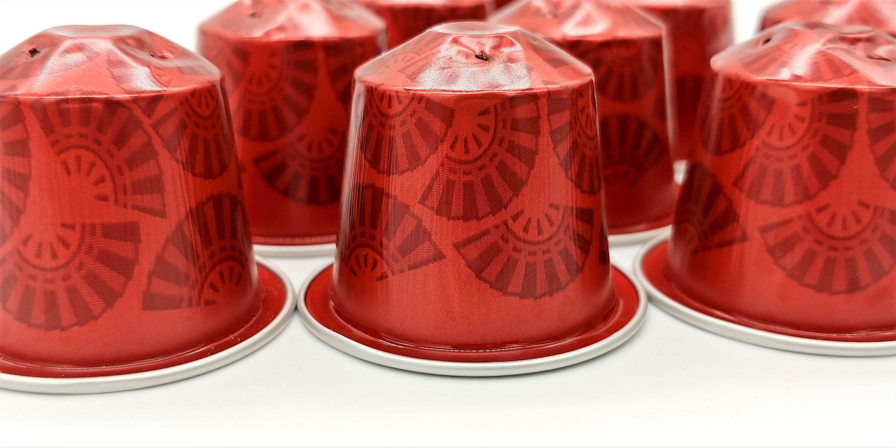 10 leere Kaffeekapseln Farbe : rot "Fächermuster"  #KNS