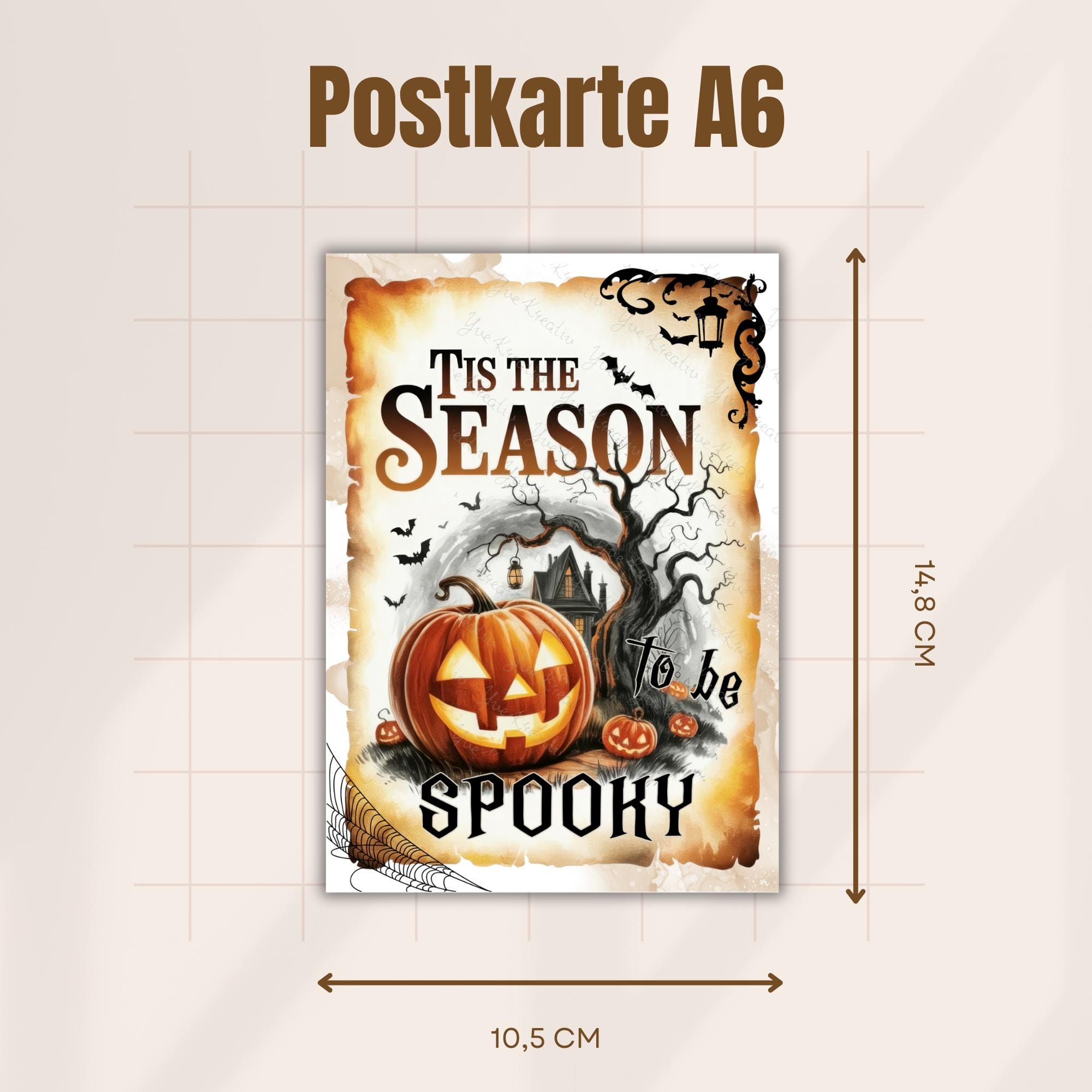 Postkarte Halloween Glückwunschkarte Herbst Grußkarte Geschenkkarte Karte zu Halloween Leinenstruktur Karte A6 #PH1abc