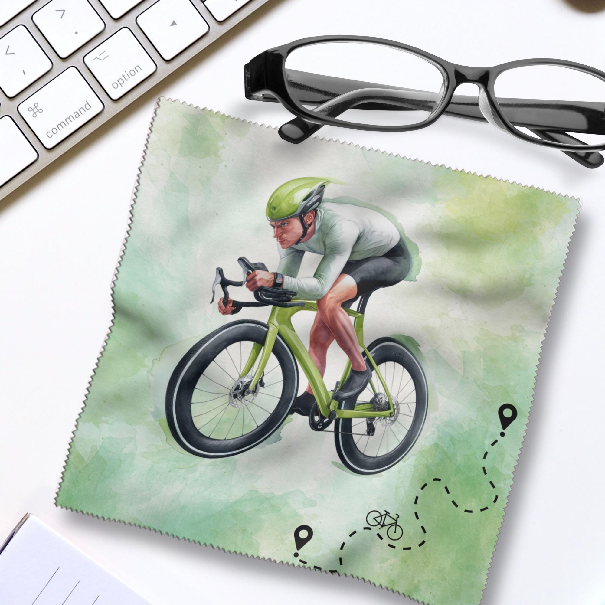 Brillenputztuch Fahrradfahrer bedrucktes Mikrofasertuch für Brille Sonnenbrille Displays Geschenk Radfahrer Gutschein Fahrrad Tour #AL54