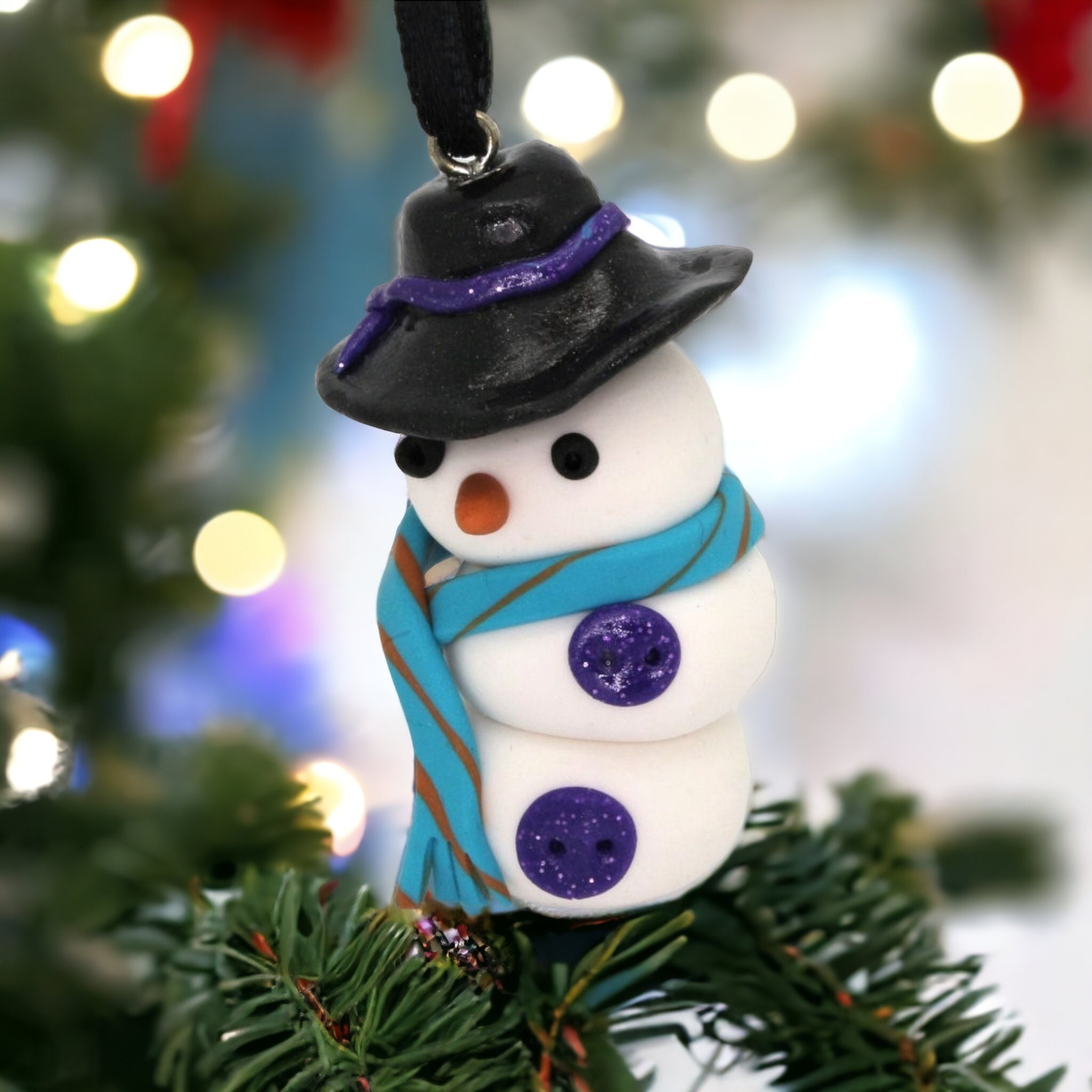 Weihnachtsbaum Anhänger "Schneemann", Ornament handmodeliert, Christbaumschmuck, Geschenkanhänger  #627796163