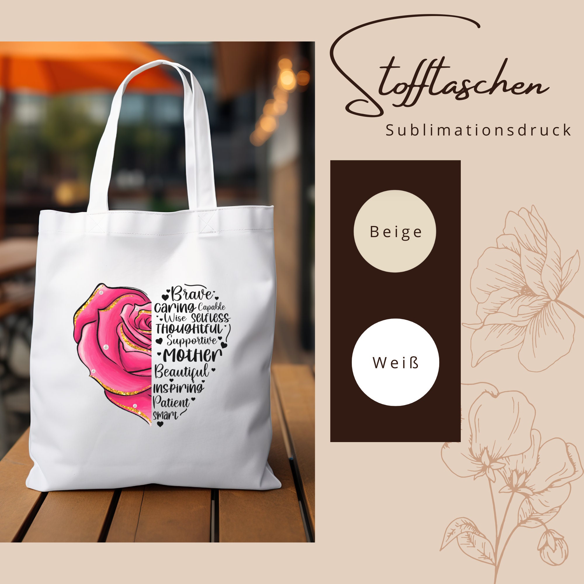 Stofftasche Stoffbeutel Einkaufstasche Tasche Muttertag Geschenk Geburtstag Mama Mitbringsel #STSUB