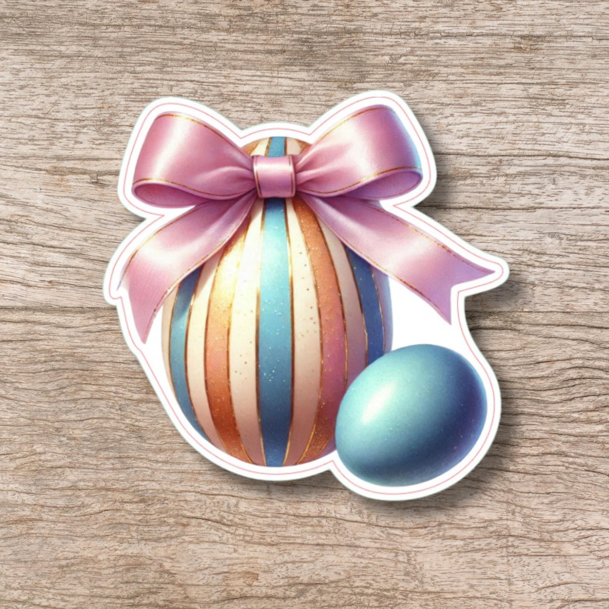 Aufkleber Ostern großer 8 cm Sticker Osterei Deko Osterfest Geschenkaufkleber Dekoei - zur Auswahl in Weiß oder Transparent  #SEG8
