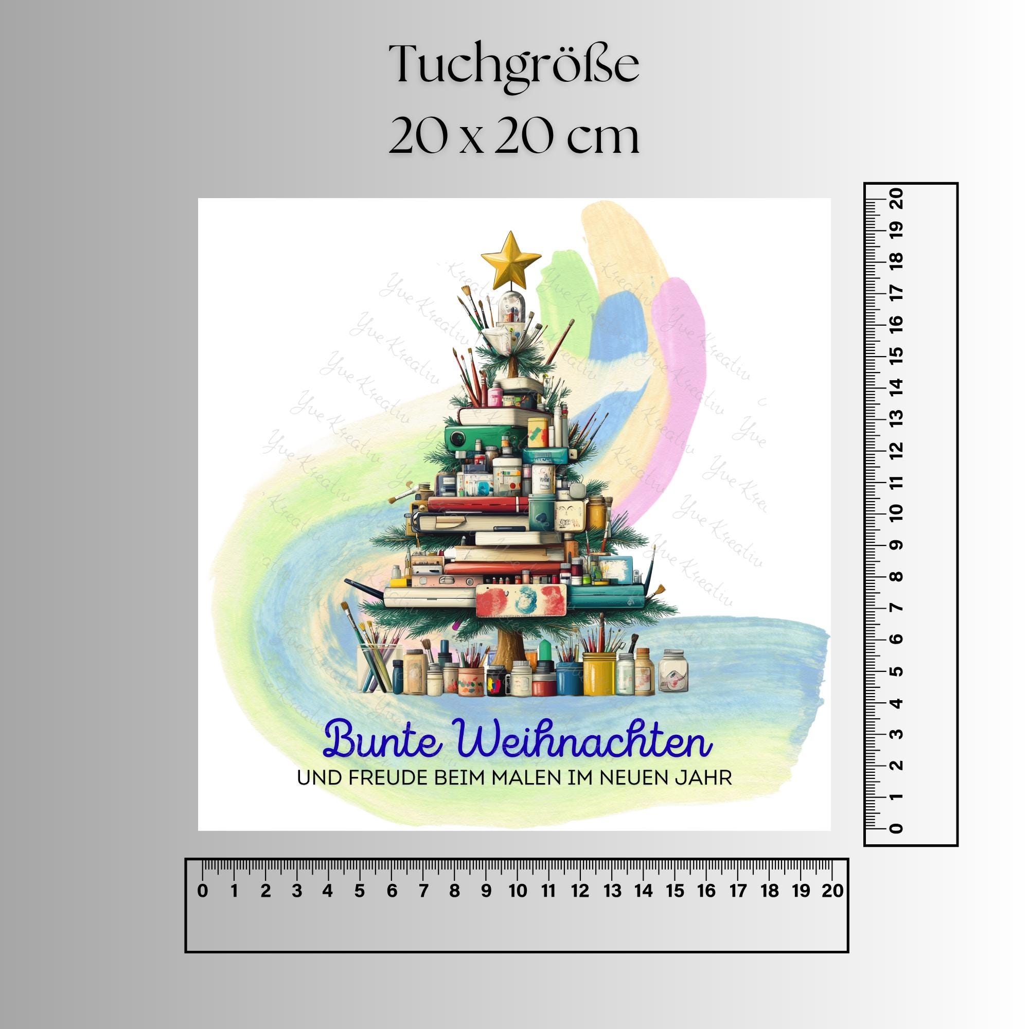 Brillenputztuch Tannenbaum Weihnachten Wichtelgeschenk Maler Geschenk Künstler bedrucktes Mikrofasertuch für Brillen Display Handy #WE19