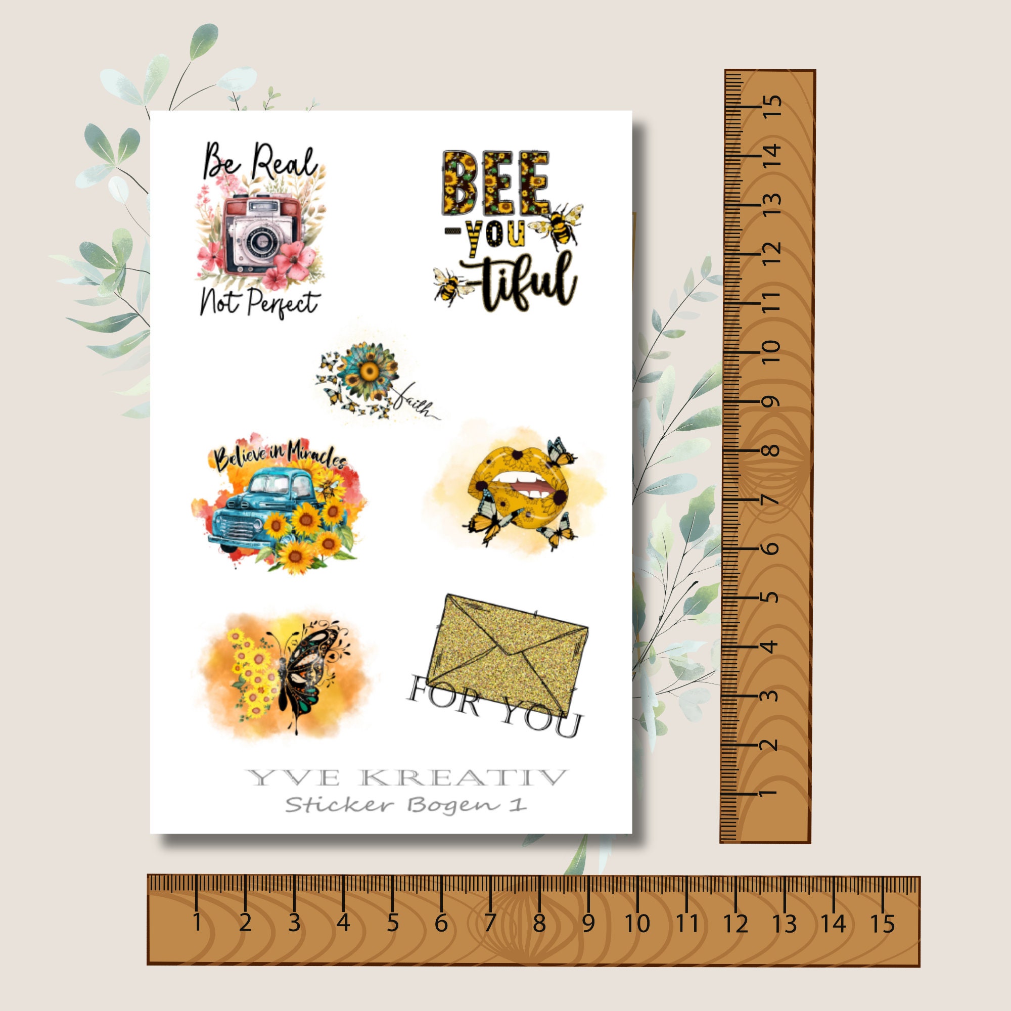 Sticker Bogen Aufkleber | 7 Sticker Set Stickerbogen  -  Weiß - Transparent - Matt - Glanz  #SBA6