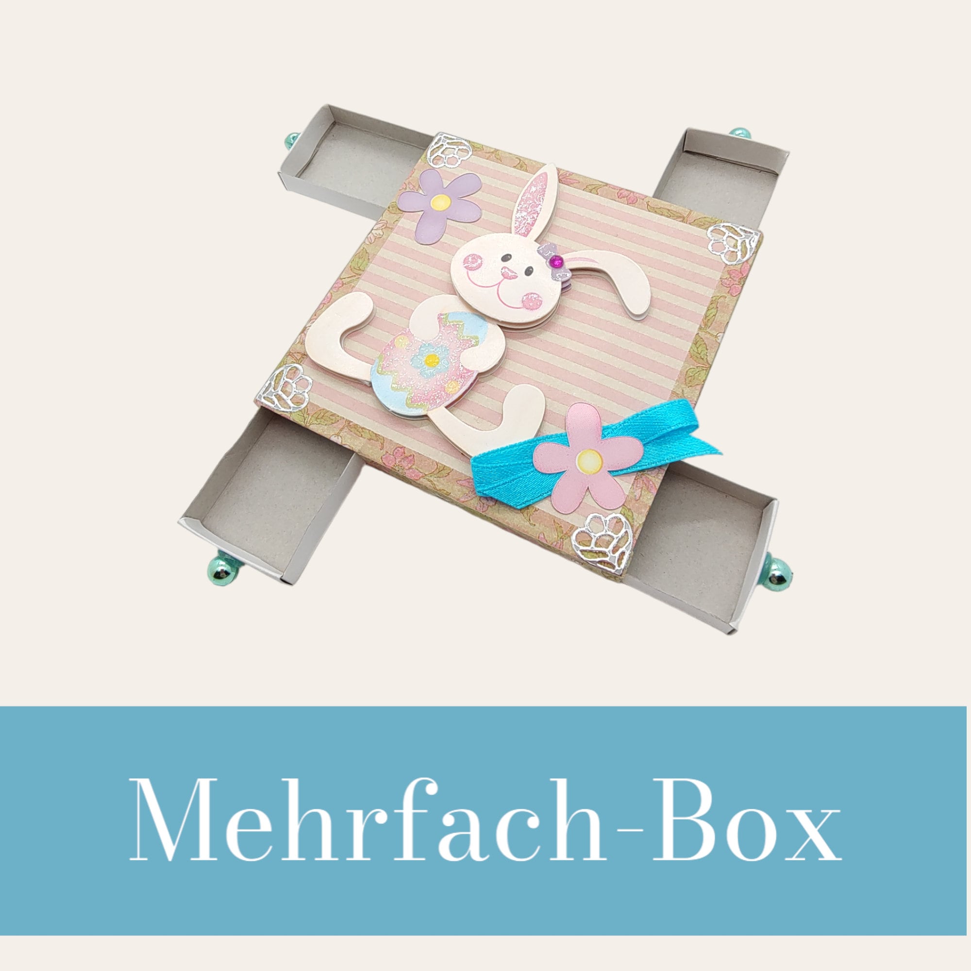 Streichholzschachtel 4-fach "Oster - Hase" Geschenkebox Schachtel für Geldgeschenke Gutschein - kleine Kostbarkeiten