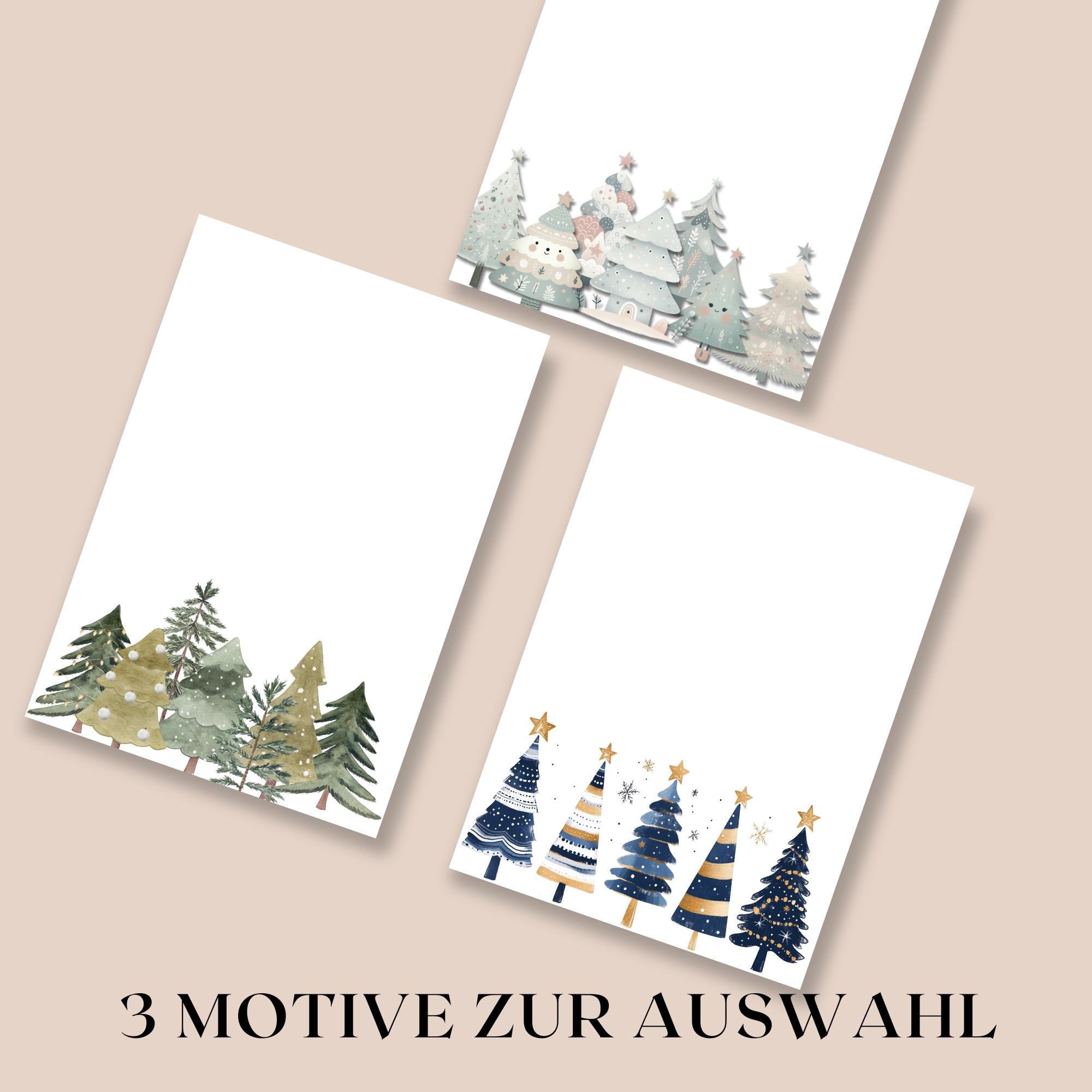 Notizblock 50 Zettel, 3 Tannen Motive zur Auswahl, A6 Block Schreibblock Zettelblock Abreisblock mit Leimbindung  #A6K50