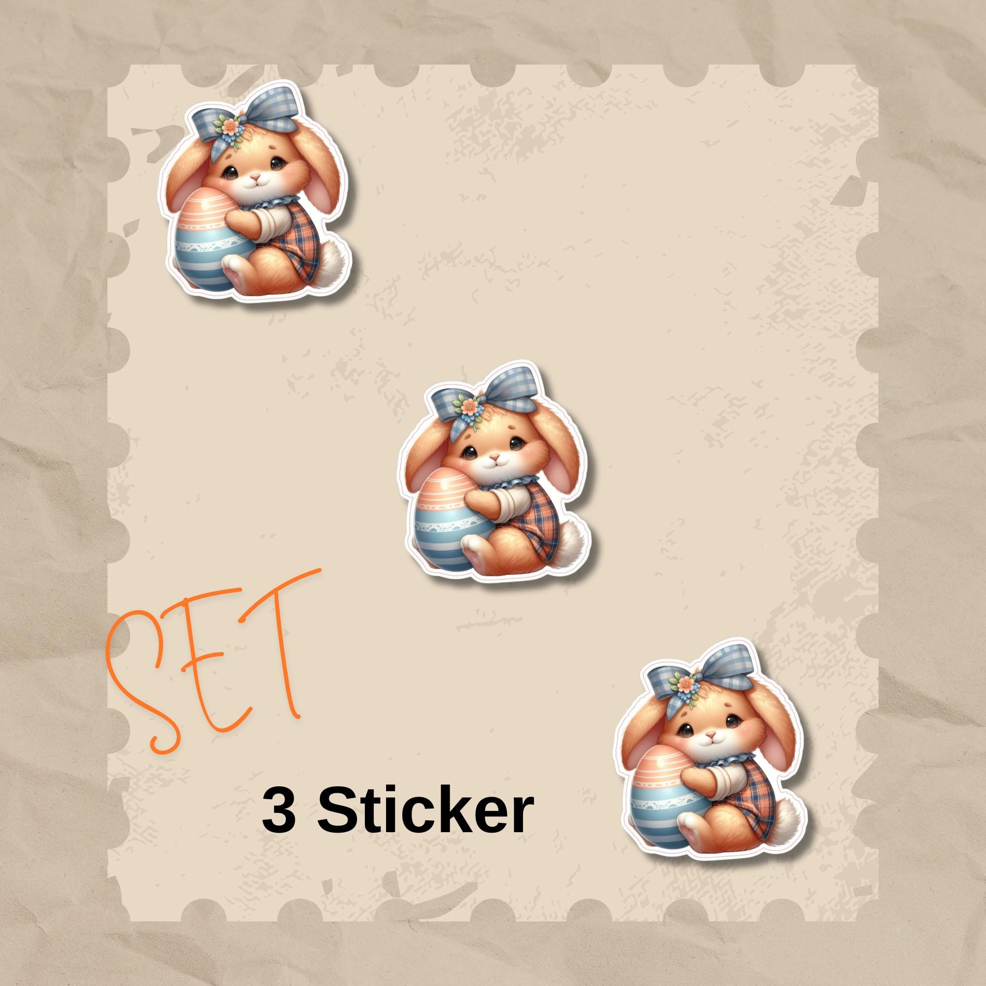 Aufkleber Ostern großer 8 cm Sticker niedliches Häschen Deko Hase Geschenkaufkleber Osterhase - zur Auswahl in Weiß oder Transparent  #SEG8