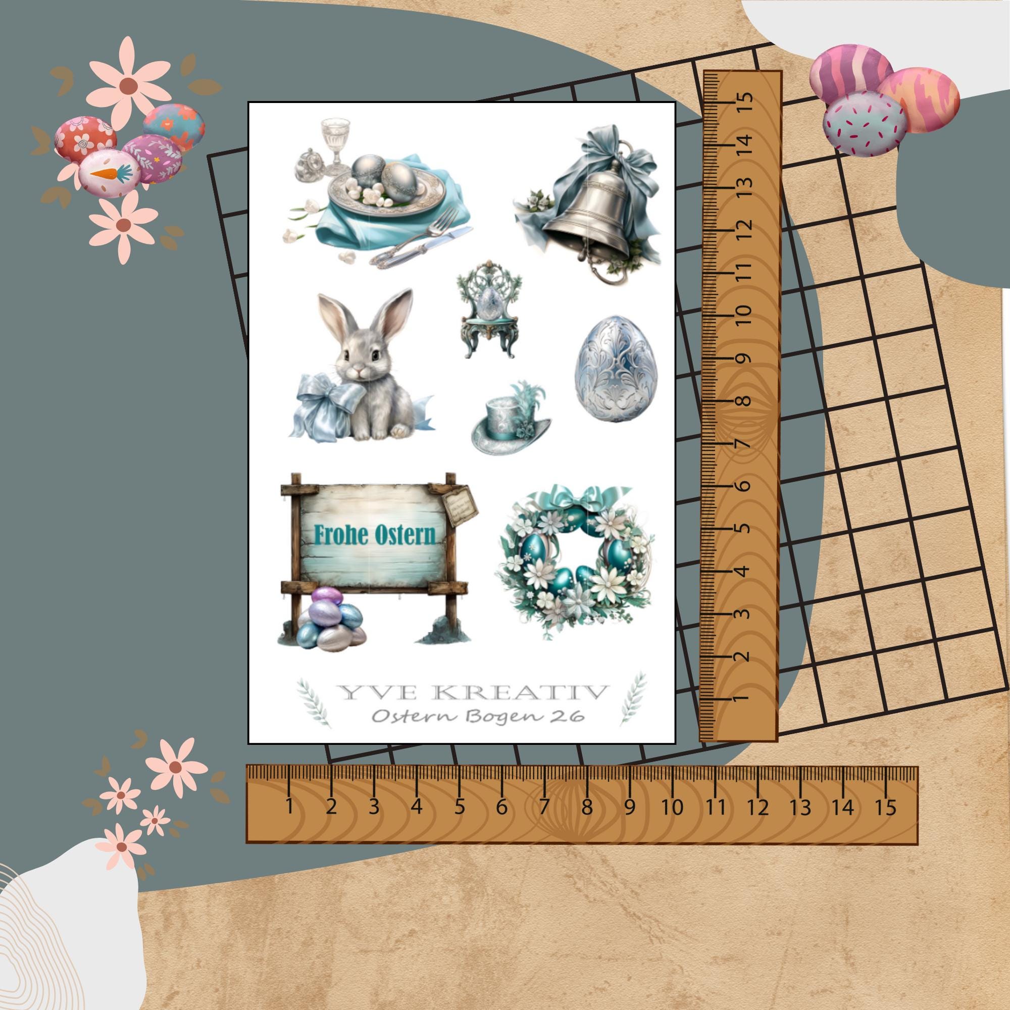 Sticker Bogen " Ostern " | Sticker Set - Aufkleber 3 Stickerbogen zur Auswahl in Weiß - Transparent - Matt - Glanz #SBA6