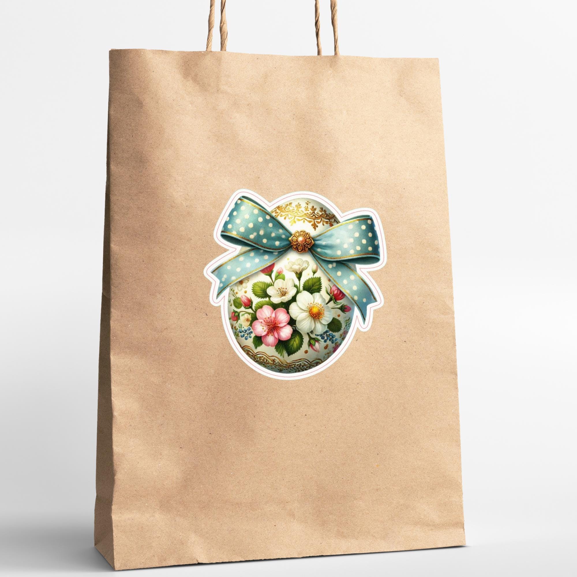 Aufkleber Ostern großer 8 cm Sticker Osterei Deko Osterfest Geschenkaufkleber Dekoei - zur Auswahl in Weiß oder Transparent  #SEG8