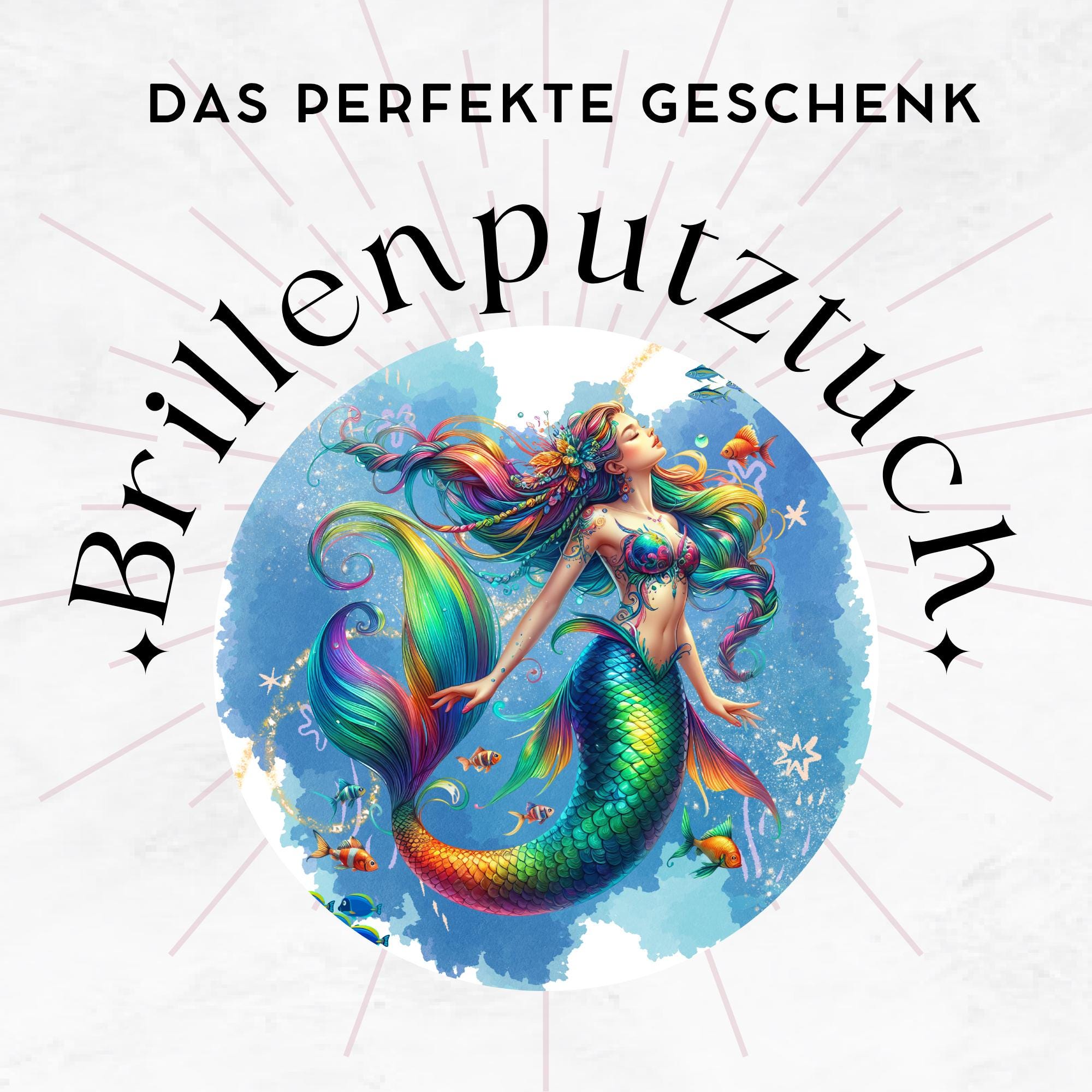 Brillenputztuch Meerjungfrau bedrucktes Mikrofasertuch für Sonnenbrille Displays Handy Geburtstag Geschenk Freundin Mitbringsel #FA7
