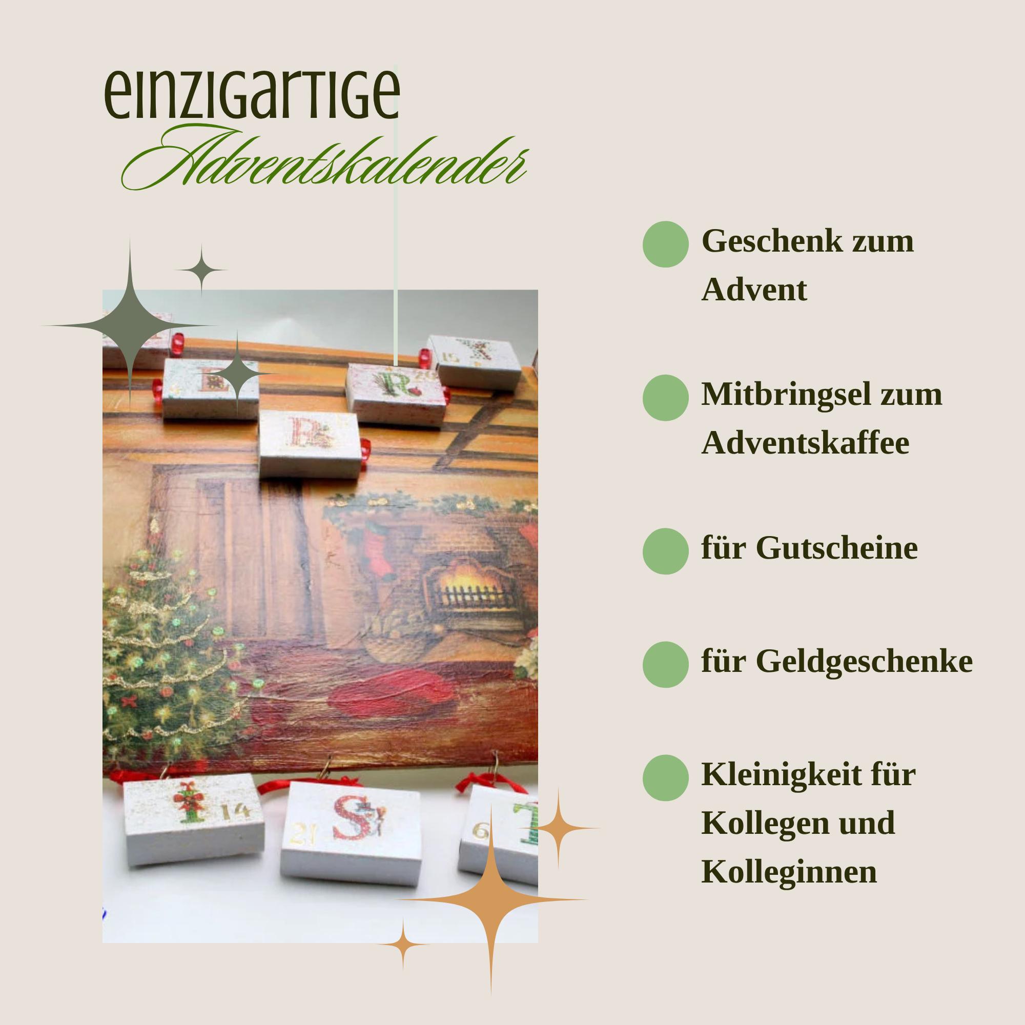 Adventskalender aus 24 Streichholzschachteln Wand Deko zu Weihnachten Adventskalender zum Befüllen Adventsdeko Geschenk Freundin #627795431