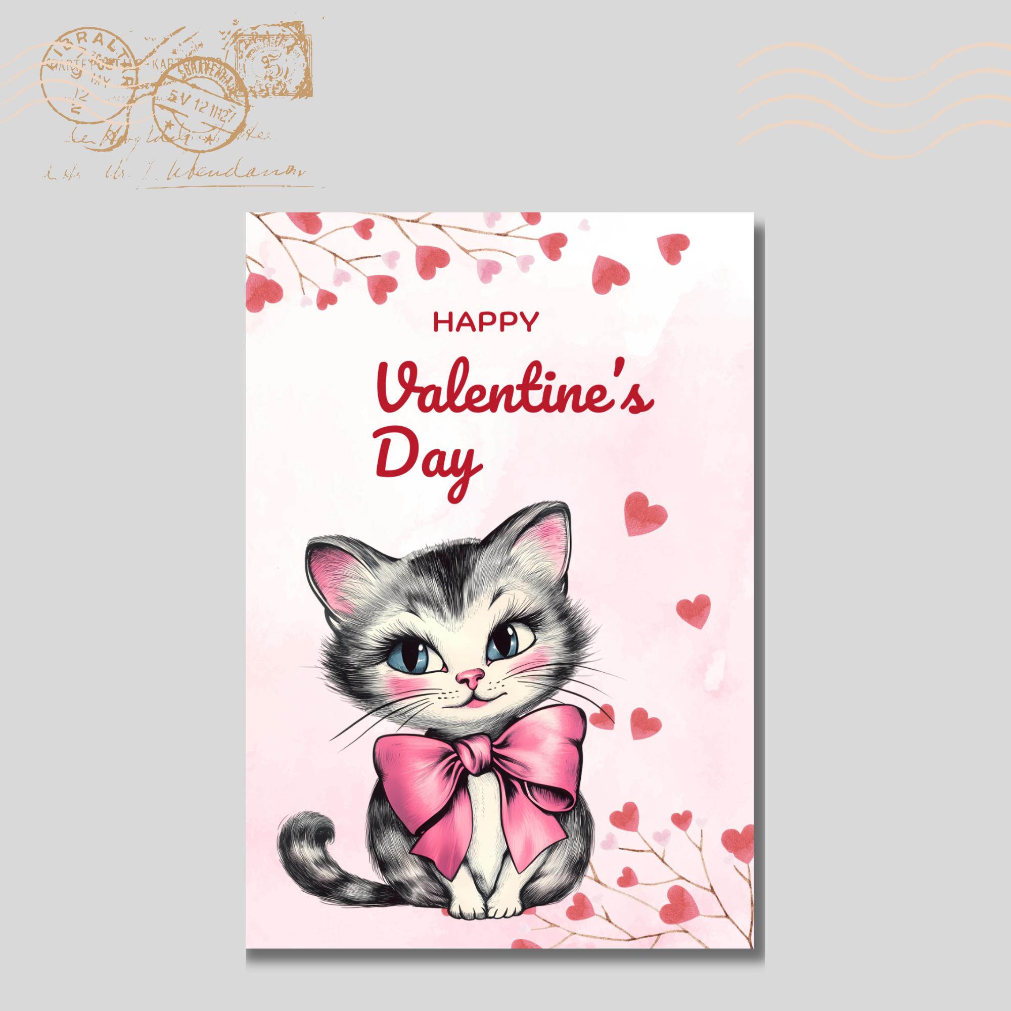 Valentinstags Karte, Postkarte mit Katze, Grußkarte, Karte für Verliebte, Geschenkkarte auf DIN A6 Karte mit Glanzoberfläche #PHO