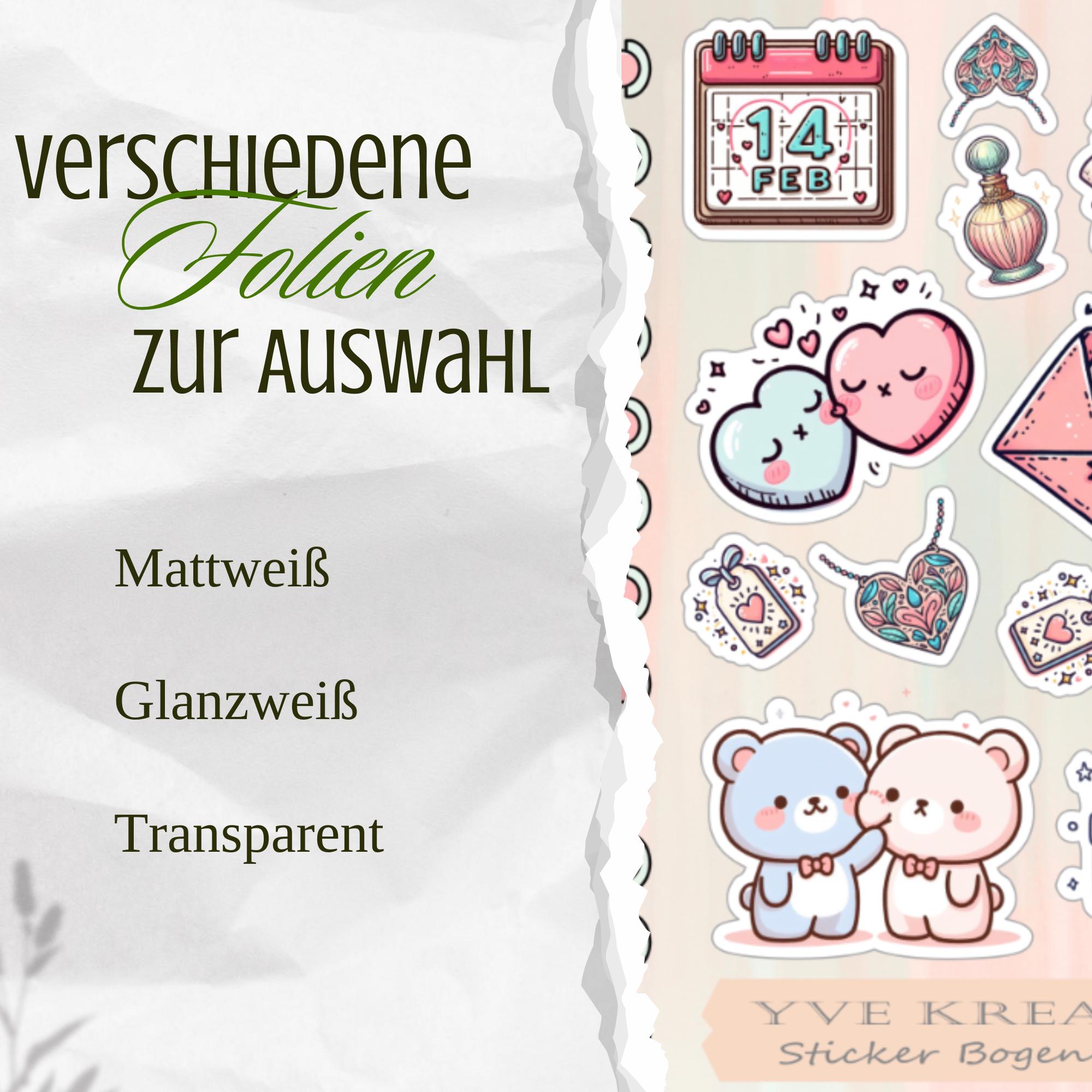 Aufkleber Hochzeit Sticker Bogen Love Valentinstag Aufkleber Set 3 Stickerbogen zur Auswahl in Weiß - Transparent - Matt - Glanz #SBA6 Aufkleber Hochzeit Sticker Bogen Love Valentinstag Aufkleber Set 3 Stickerbogen zur Auswahl in Weiß - Transparent - Matt - Glanz #SBA6