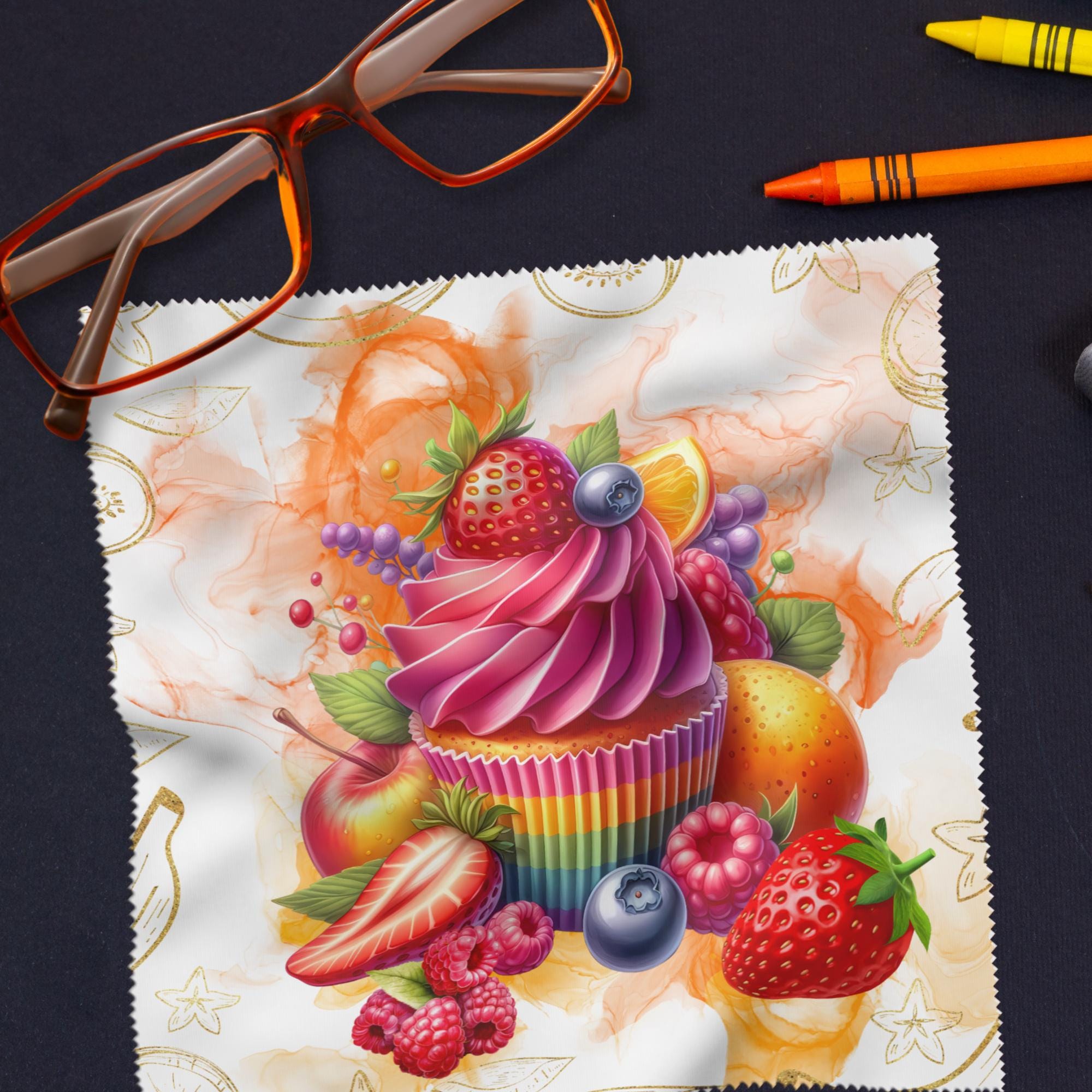 Bedrucktes Mikrofasertuch Cupcake für Brillen Tuch für Displays Brillenputztuch Geschenk Geburtstag Muttertag #ES11