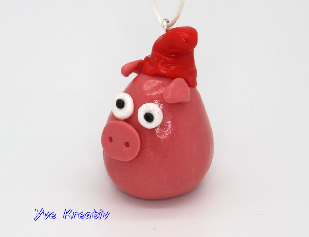 Weihnachtsbaum Anhänger "Weihnachtsschwein", Ornament handmodeliert, Christbaumschmuck, Geschenkanhänger  #627796321