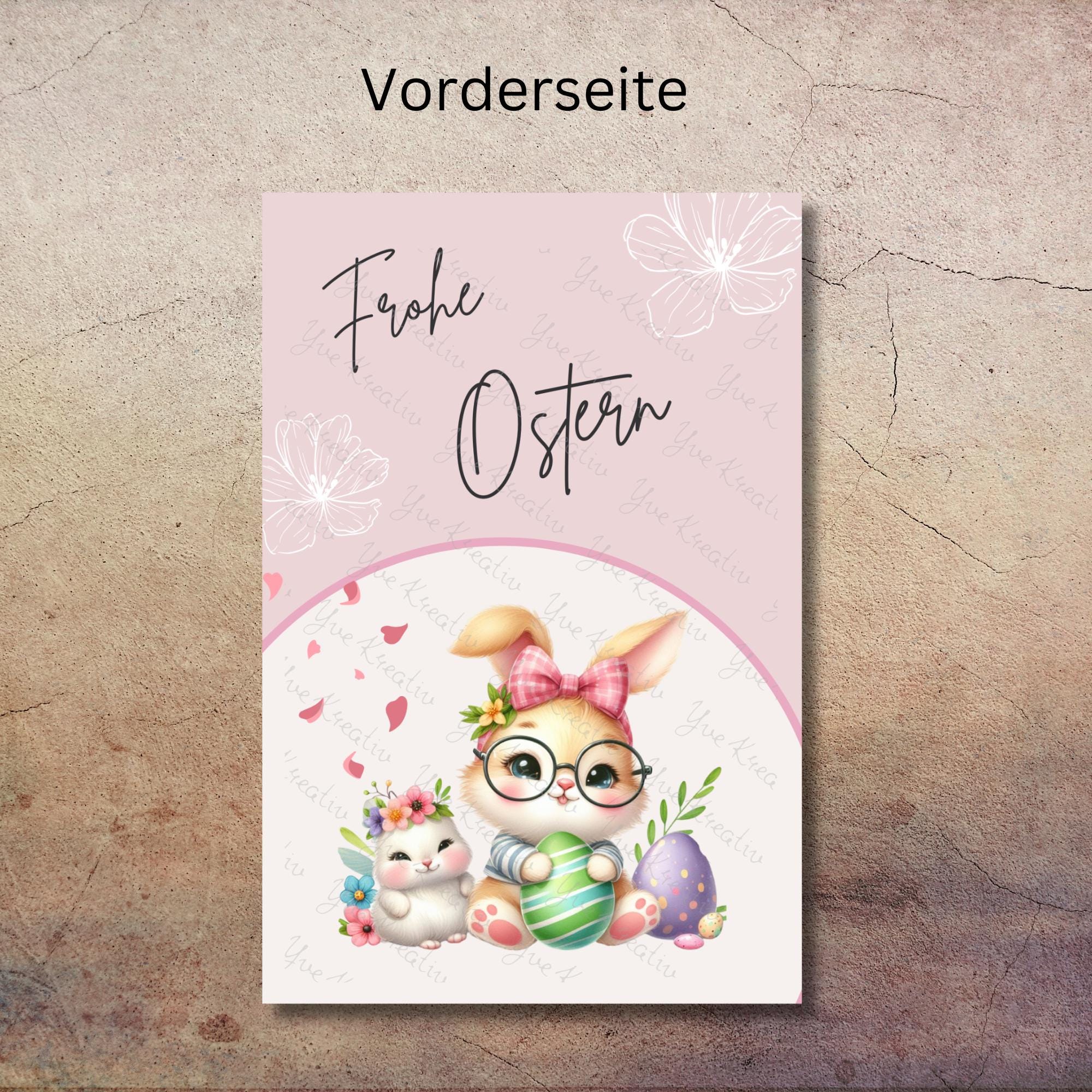 Karte zu Ostern, Postkarte, Glückwunschkarte, Grußkarte, Geschenkkarte auf DIN A6 Karte mit Glanzoberfläche #PHO