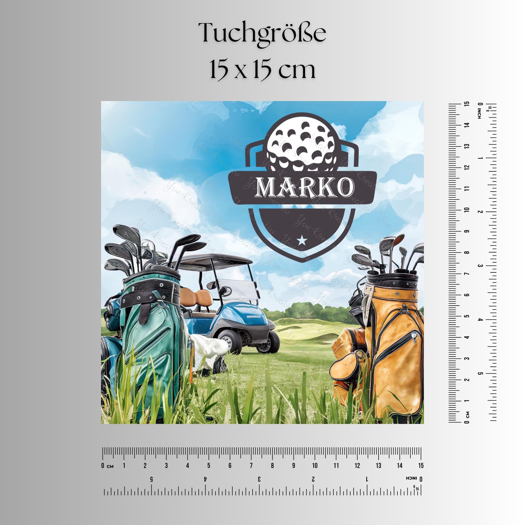 Brillenputztuch Geschenk Golfer Golfspieler personalisiert mit Namen bedrucktes Mikrofasertuch für Brillen Displays Objektive  #SP36P