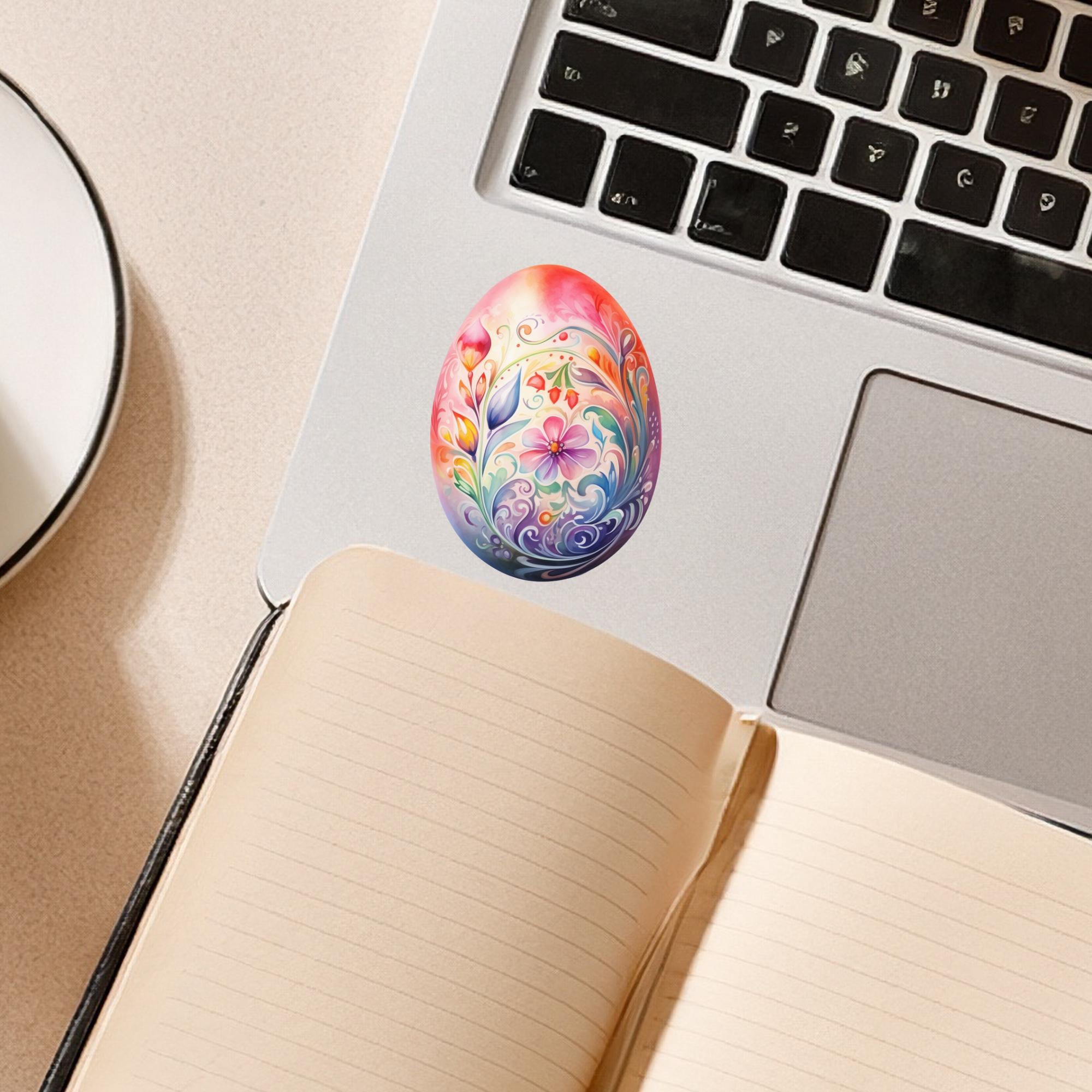 Aufkleber Ostern großer 8 cm Sticker Osterei Deko Osterfest Geschenkaufkleber Dekoei - zur Auswahl in Weiß oder Transparent  #SEG8