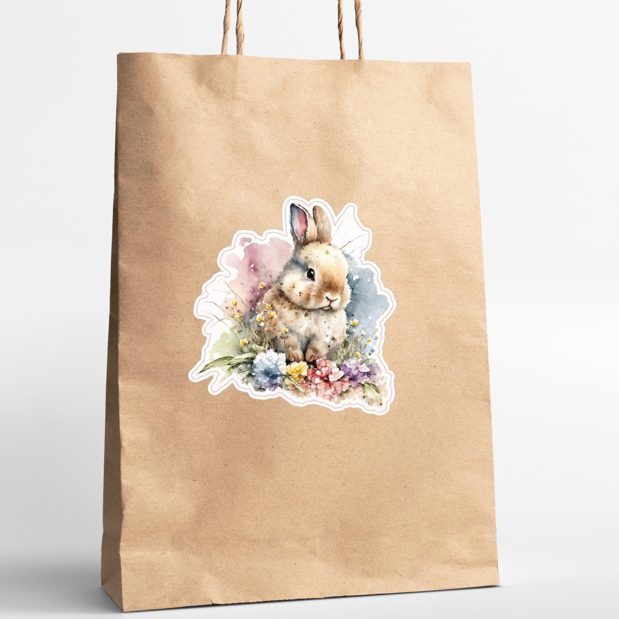 Aufkleber Ostern großer 8 cm Sticker niedliches Häschen Deko Hase Geschenkaufkleber Osterhase - zur Auswahl in Weiß oder Transparent  #SEG8