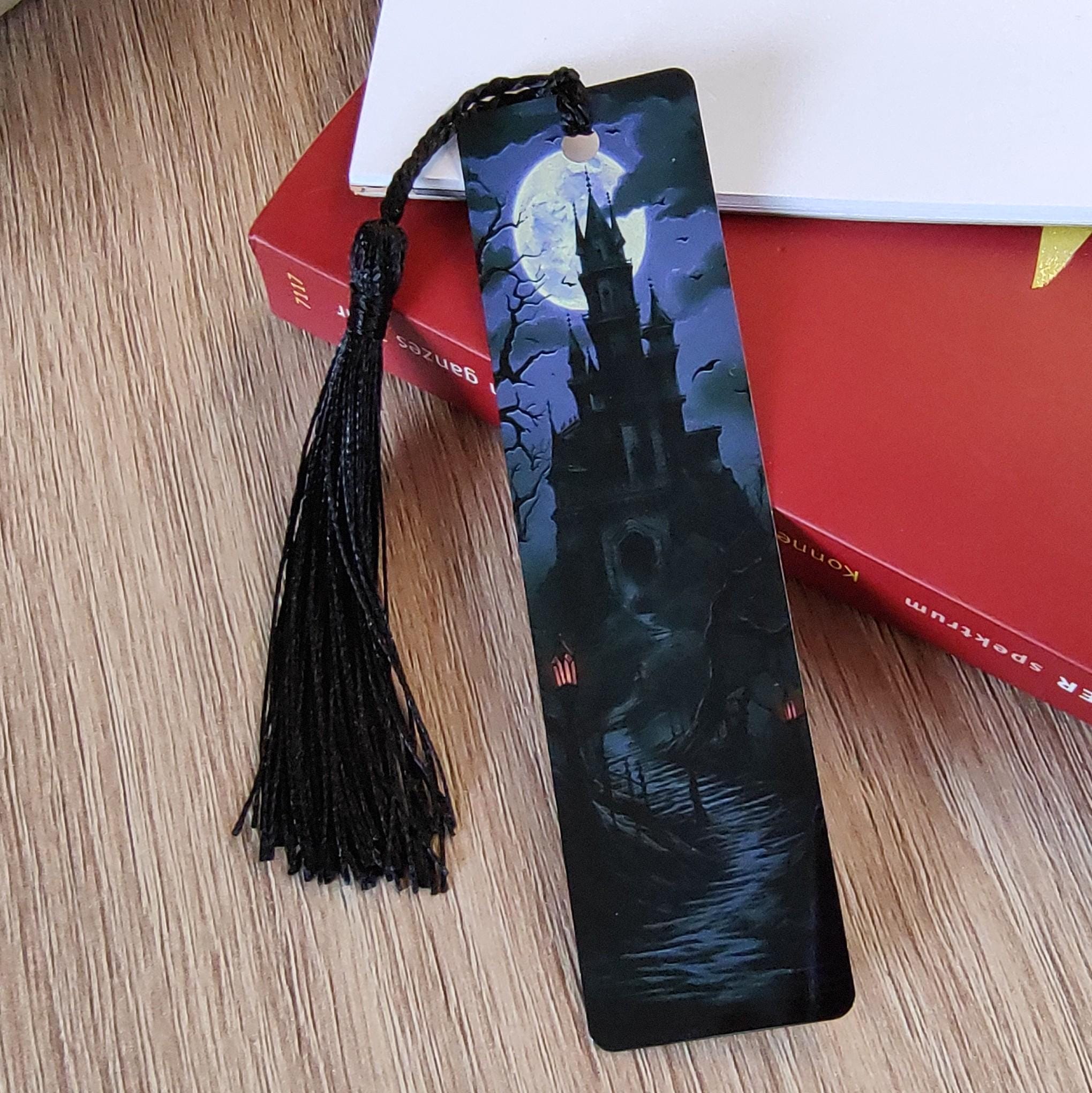 Lesezeichen aus Aluminium Geschenk zu Halloween Gespensterschloss Bücher Bookmark  #LEALU