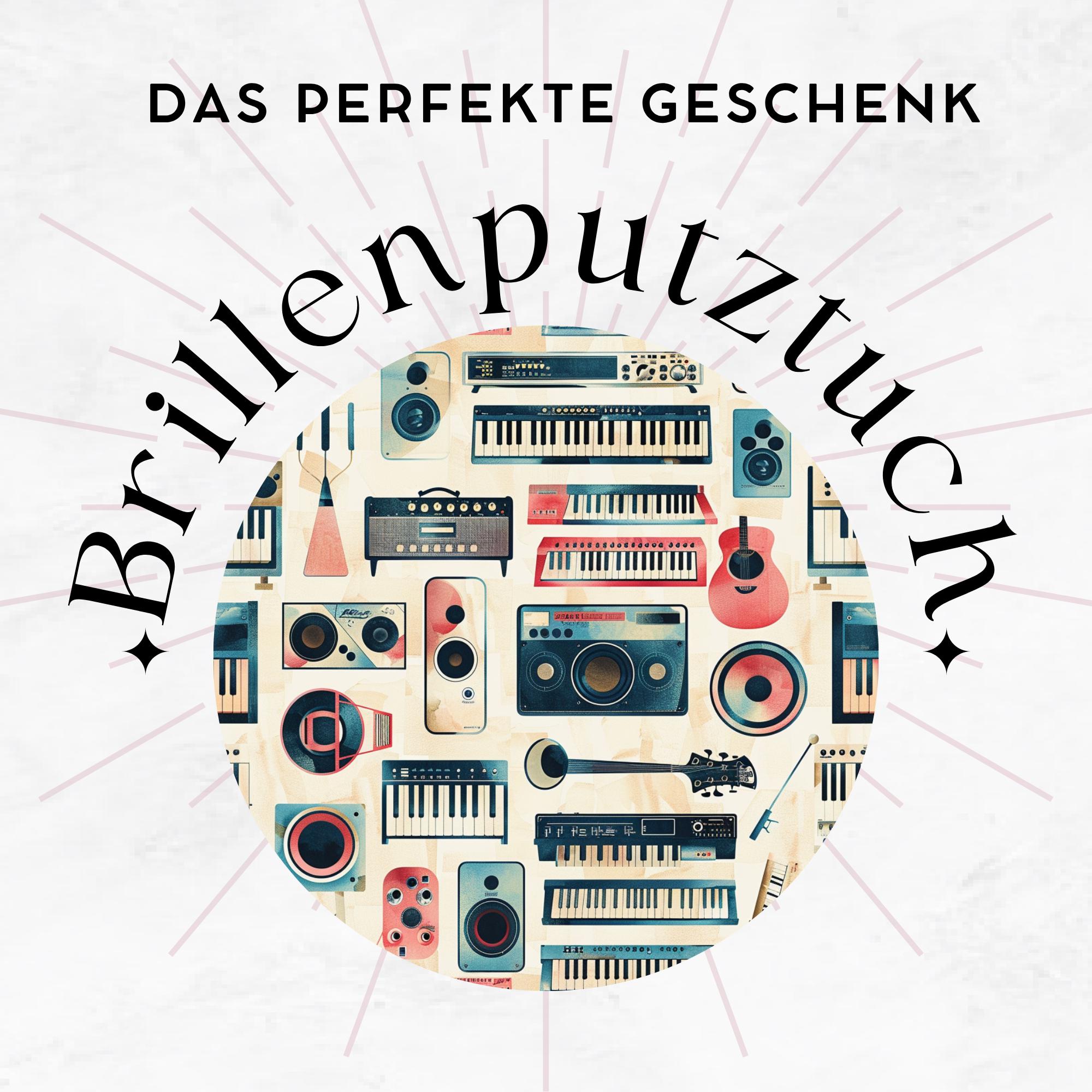 Brillenputztuch Musik Nostalgie bedrucktes Mikrofasertuch für Sonnenbrille Displays Handy Geschenk Musiker Mitbringsel Musiklehrer #BM