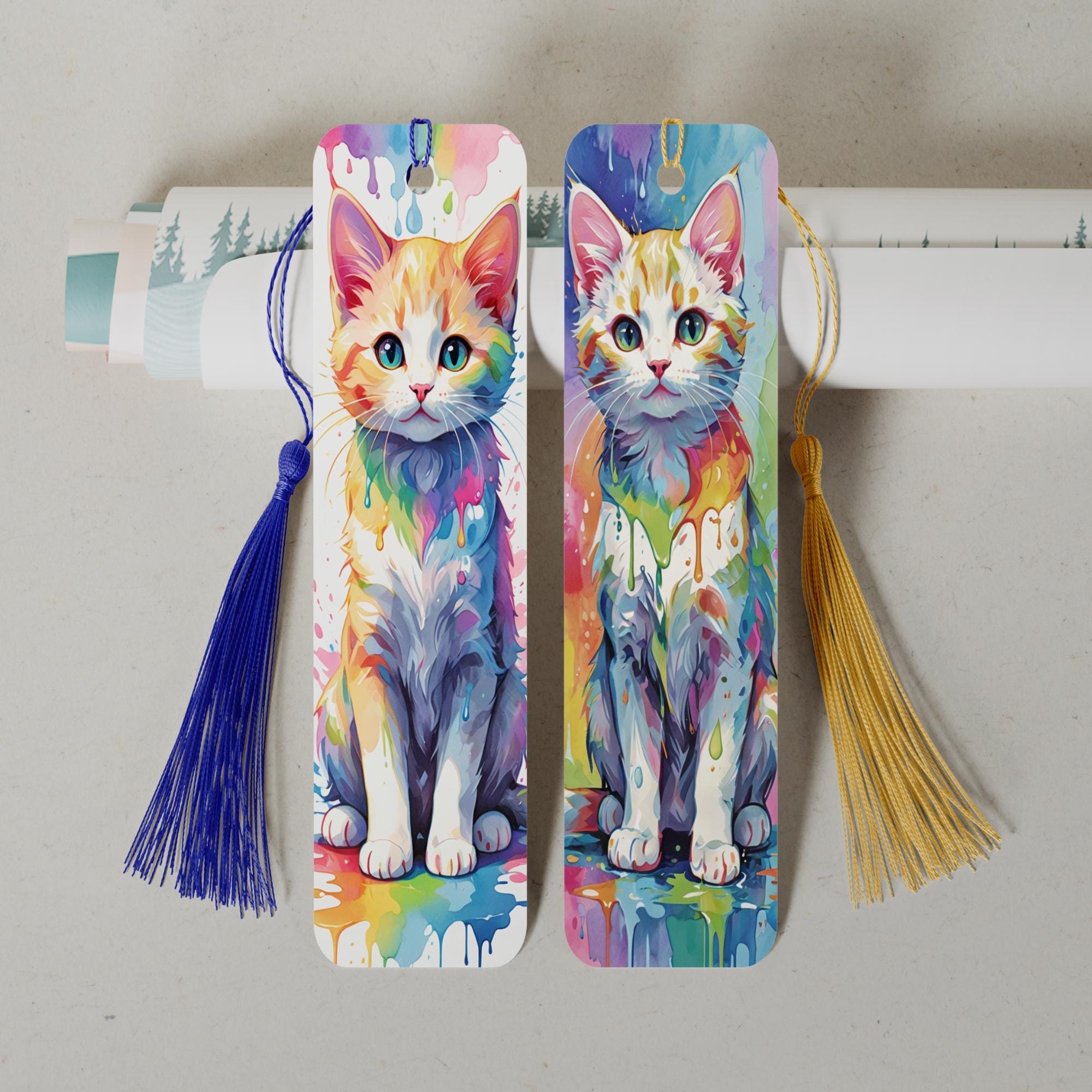 Lesezeichen aus Aluminium Geschenk zum Geburtstag Buchgeschenk "Motiv Katze" Bookmark - 2 Motive zur Auswahl  #LEALU