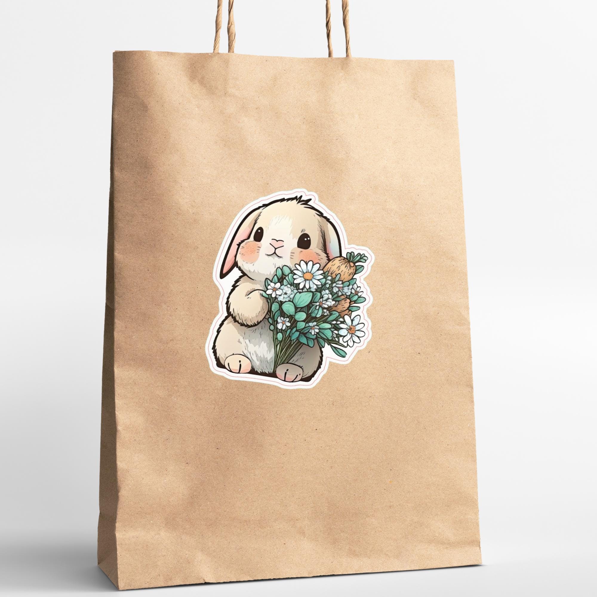 Aufkleber Ostern großer 8 cm Sticker niedliches Häschen Deko Hase Geschenkaufkleber Osterhase - zur Auswahl in Weiß oder Transparent  #SEG8