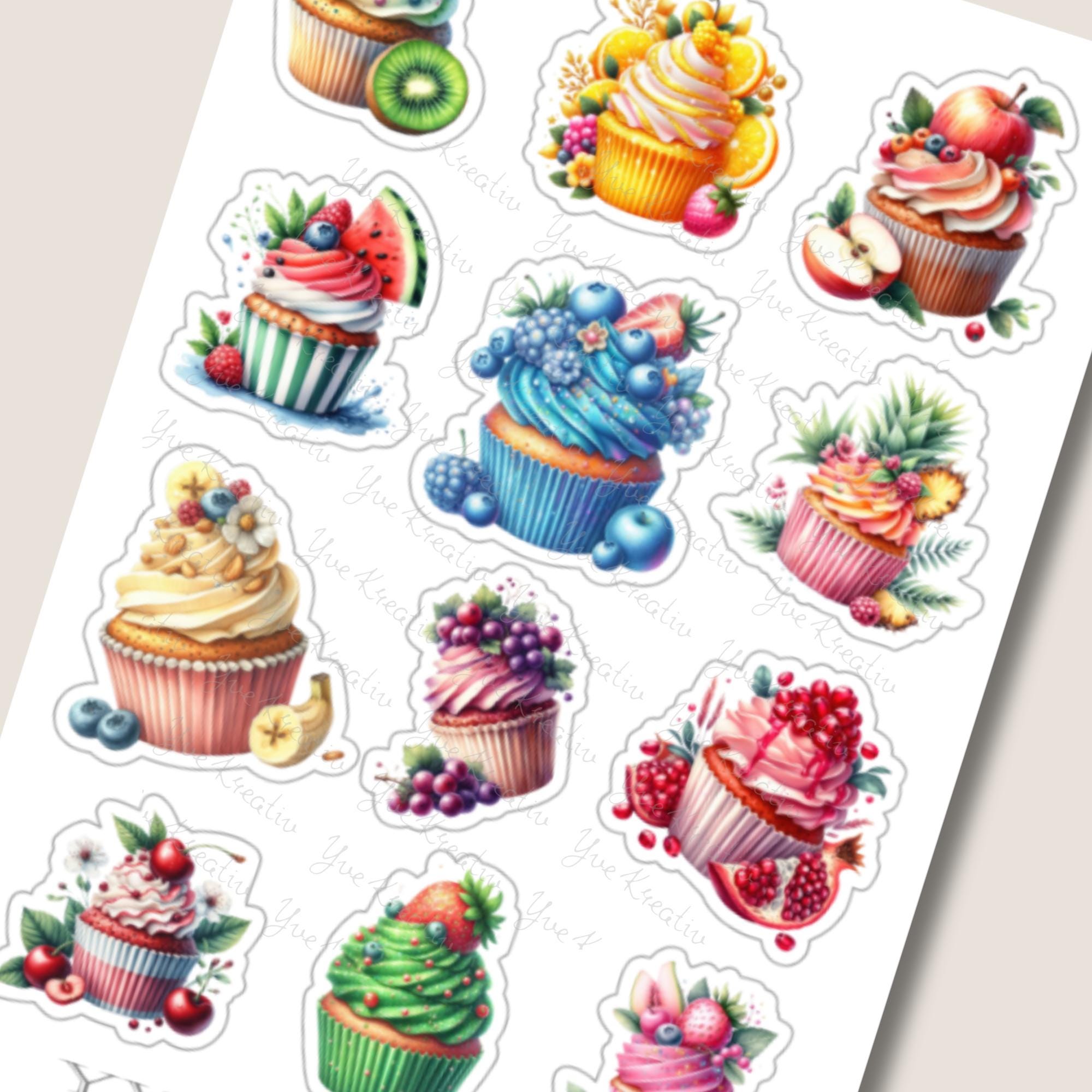 Aufkleber Cupcake Sommer Sticker Bogen Früchte Muffin Stickerbogen 3 Bögen zur Auswahl in Weiß - Transparent - Matt - Glanz #SBA6 Aufkleber Cupcake Sommer Sticker Bogen Früchte Muffin Stickerbogen 3 Bögen zur Auswahl in Weiß - Transparent - Matt - Glanz #SBA6
