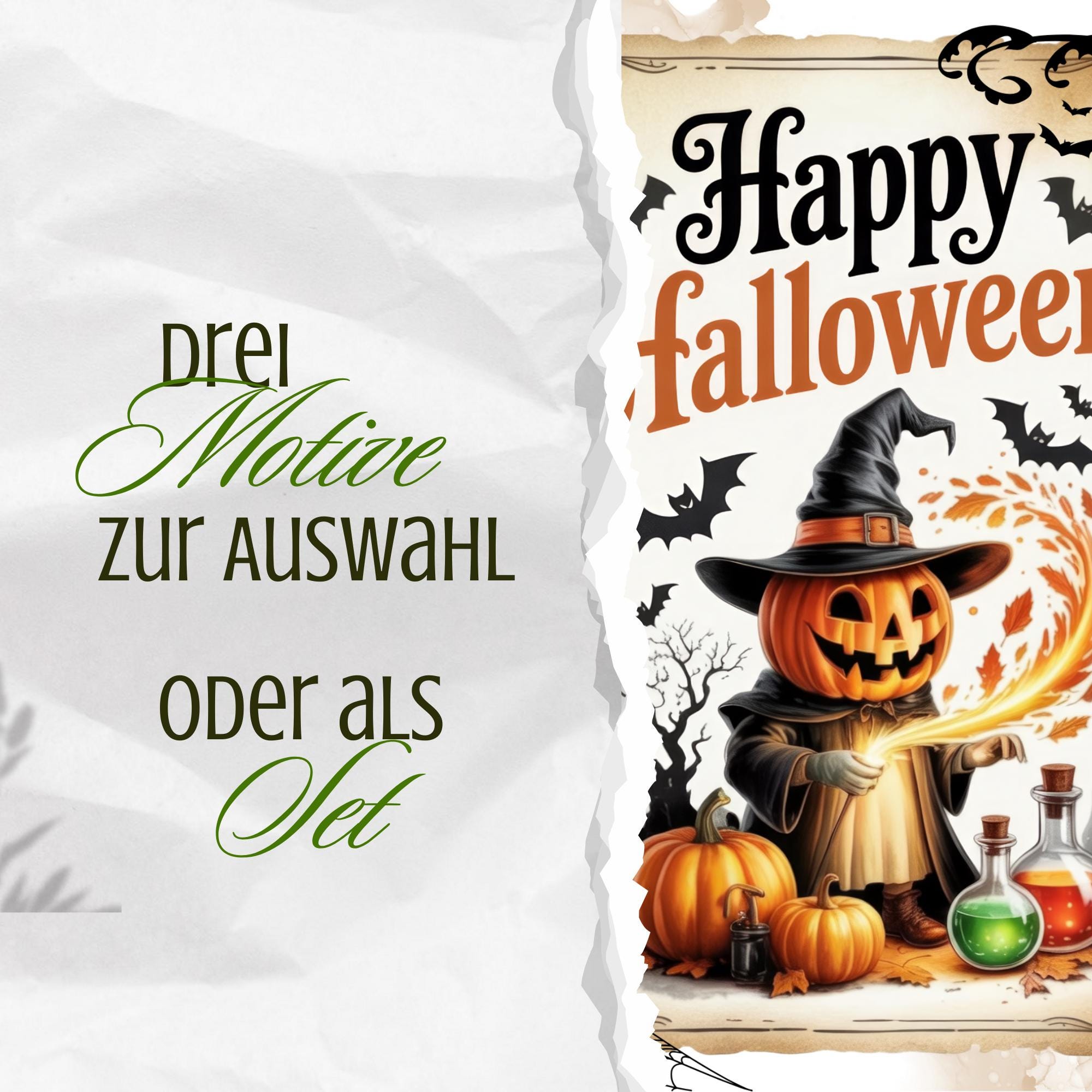 Postkarte Halloween Glückwunschkarte Herbst Grußkarte Geschenkkarte Karte zu Halloween Leinenstruktur Karte A6 #PH1abc