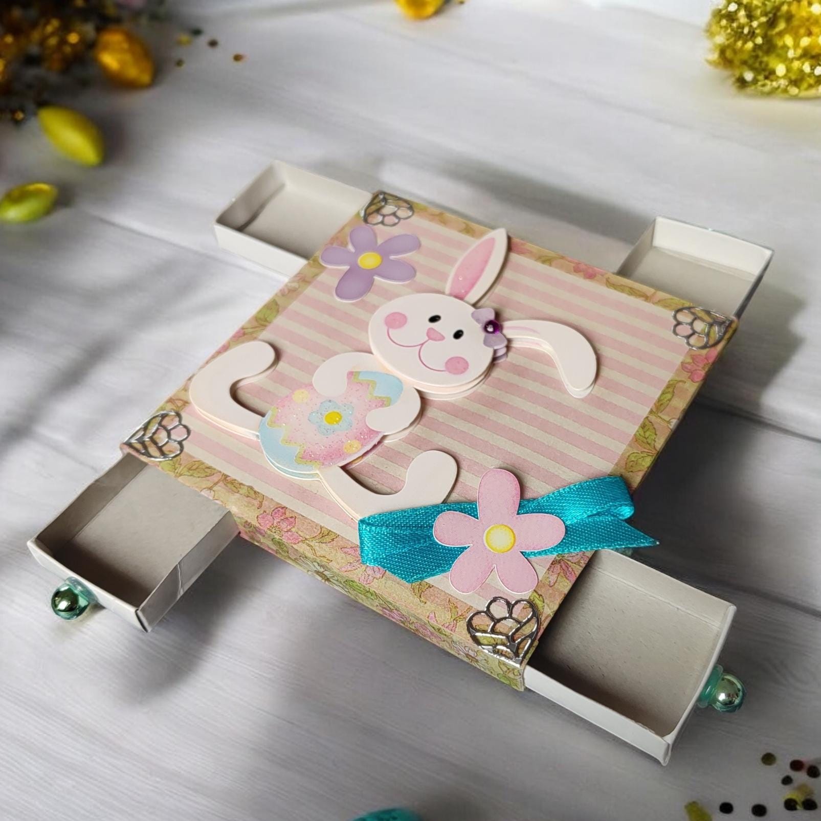 Streichholzschachtel 4-fach "Oster - Hase" Geschenkebox Schachtel für Geldgeschenke Gutschein - kleine Kostbarkeiten #613960462