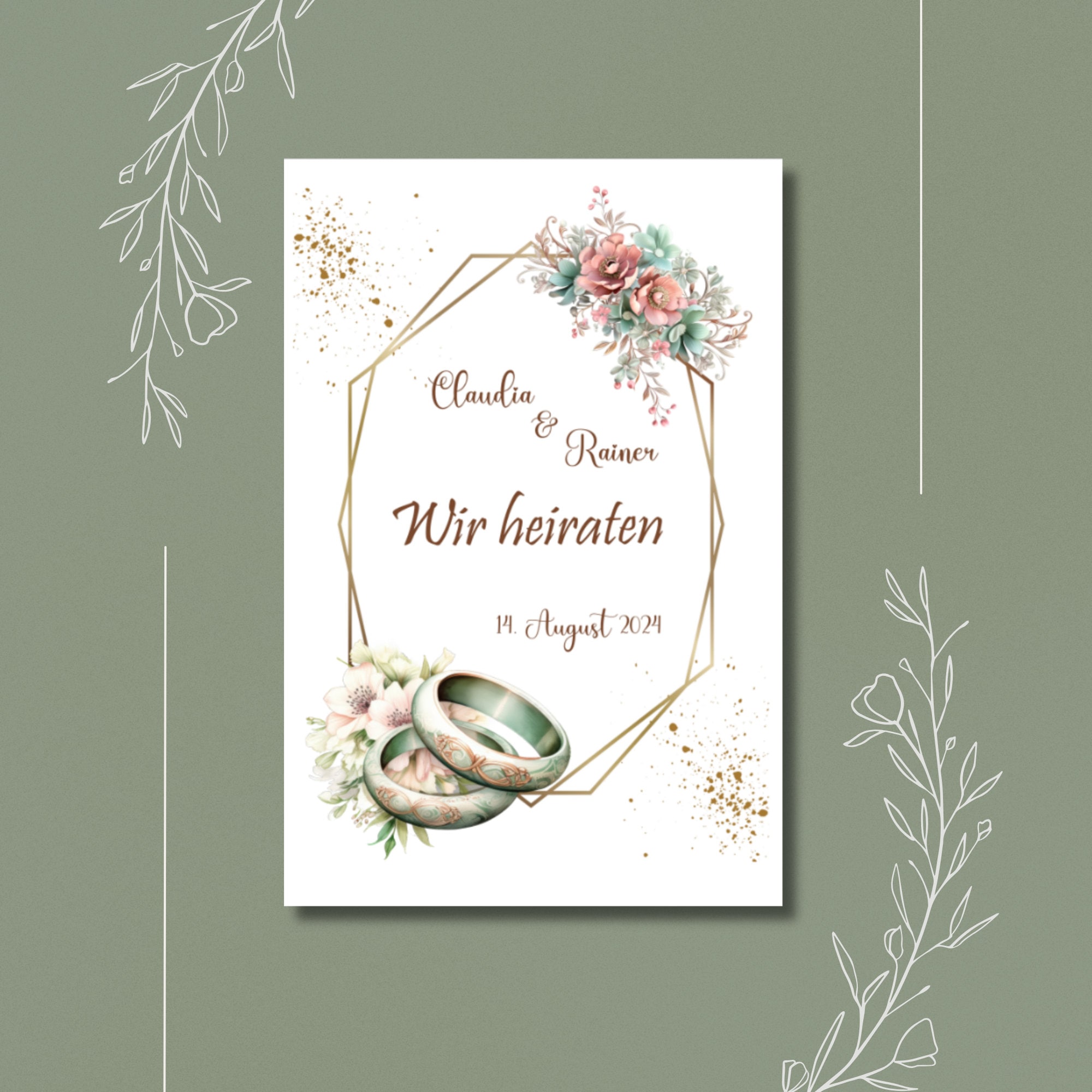 Hochzeitskarte personalisiert, Grußkarte, Postkarte, Karte zur Hochzeit, Karten zur Bekanntgabe Eurer Hochzeit, Hochzeitsankündigung  #PLS