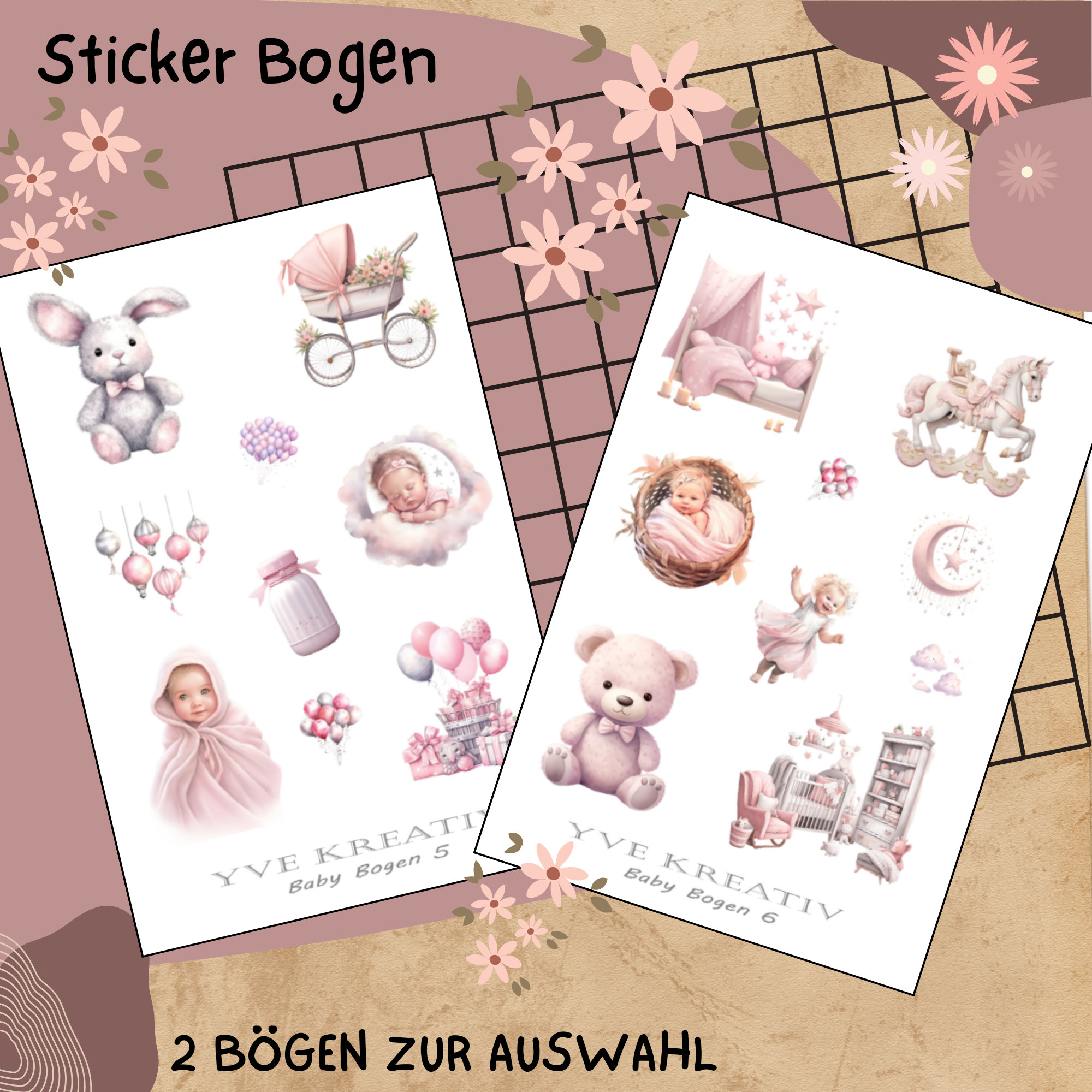 2 Stickerbogen SET Baby Girl Aufkleber Babyparty Sticker Geburt | Sticker Set zur Auswahl in Weiß - Transparent - Matt - Glanz #SBA6 2 Stickerbogen SET Baby Girl Aufkleber Babyparty Sticker Geburt | Sticker Set zur Auswahl in Weiß - Transparent - Matt - Glanz #SBA6