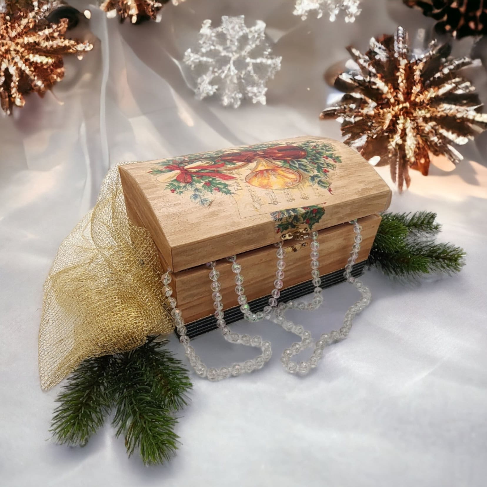 Weihnachtstruhe aus Holz I Holzkästchen I Geschenkverpackung