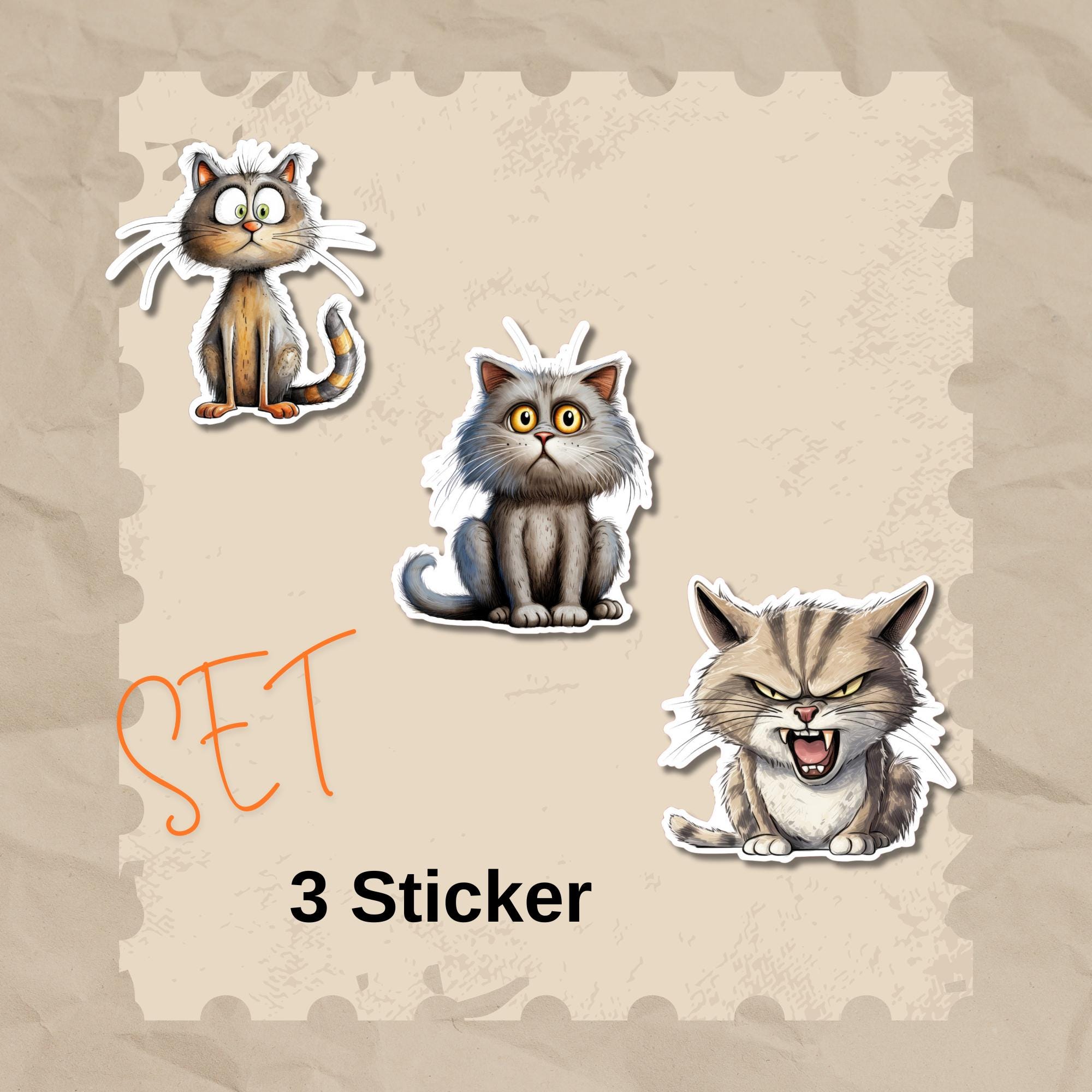 Großer Aufkleber, lustige Katze Sticker, großer Koffer Sticker, Kofferaufkleber - 3 Aufkleber zur Auswahl in Weiß oder Transparent #SEG8 Großer Aufkleber, lustige Katze Sticker, großer Koffer Sticker, Kofferaufkleber - 3 Aufkleber zur Auswahl in Weiß oder Transparent #SEG8