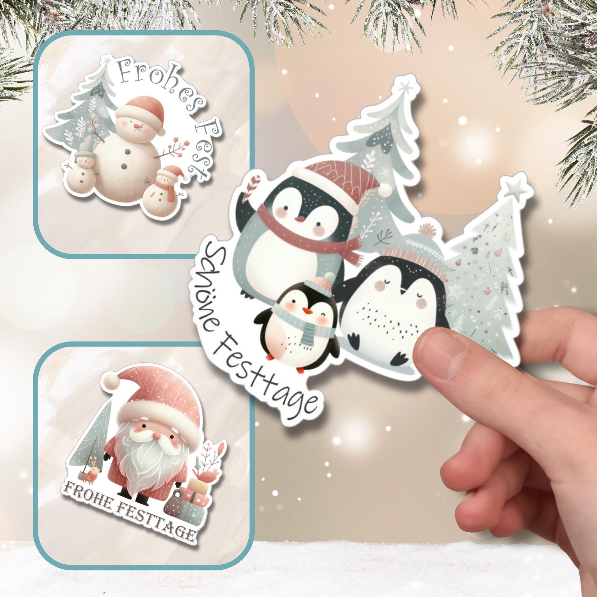 Aufkleber, große Sticker zu Weihnachten und Advent - 3 Aufkleber zur Auswahl in Weiß oder Transparent #SEG8 Aufkleber, große Sticker zu Weihnachten und Advent - 3 Aufkleber zur Auswahl in Weiß oder Transparent #SEG8