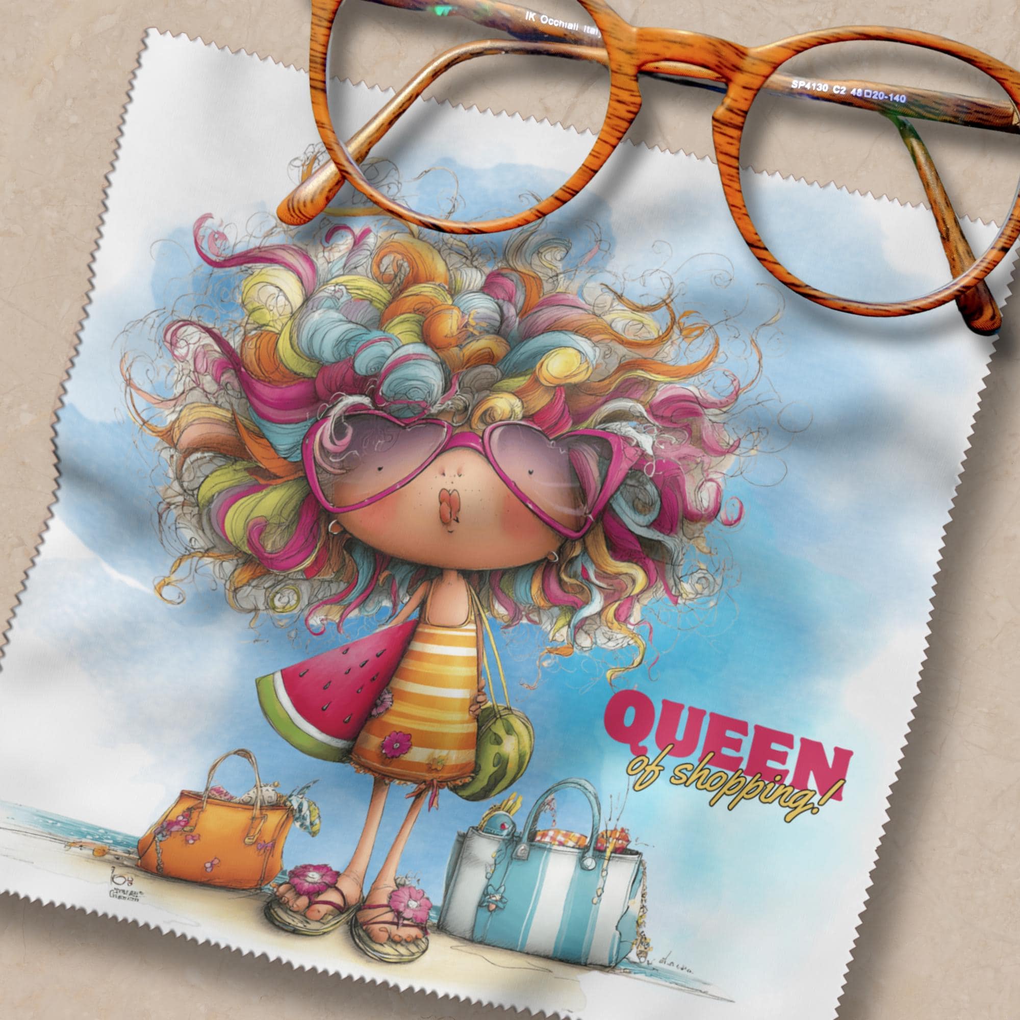 Brillenputztuch Queen of Shopping bedrucktes Mikrofasertuch für Brille Sonnenbrille Displays Handyputztuch Brillentuch Mikrofaser #AL89